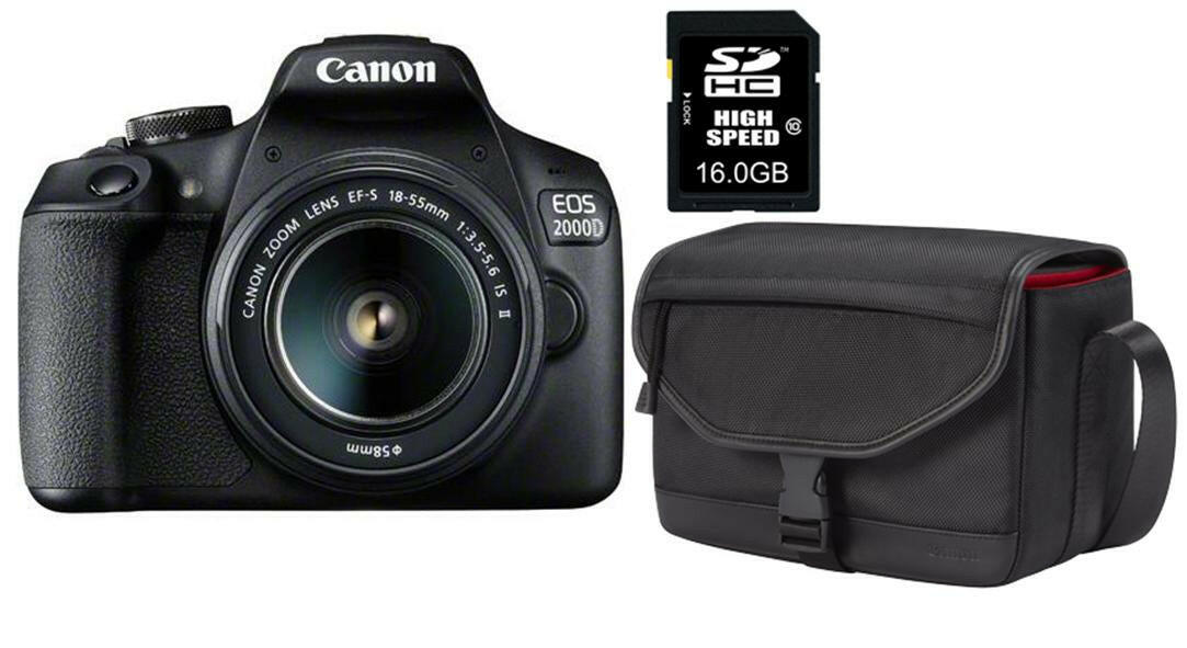 Canon EOS 2000D SLR-Kamera 24,1 MP mit 18-55mm, schwarz.