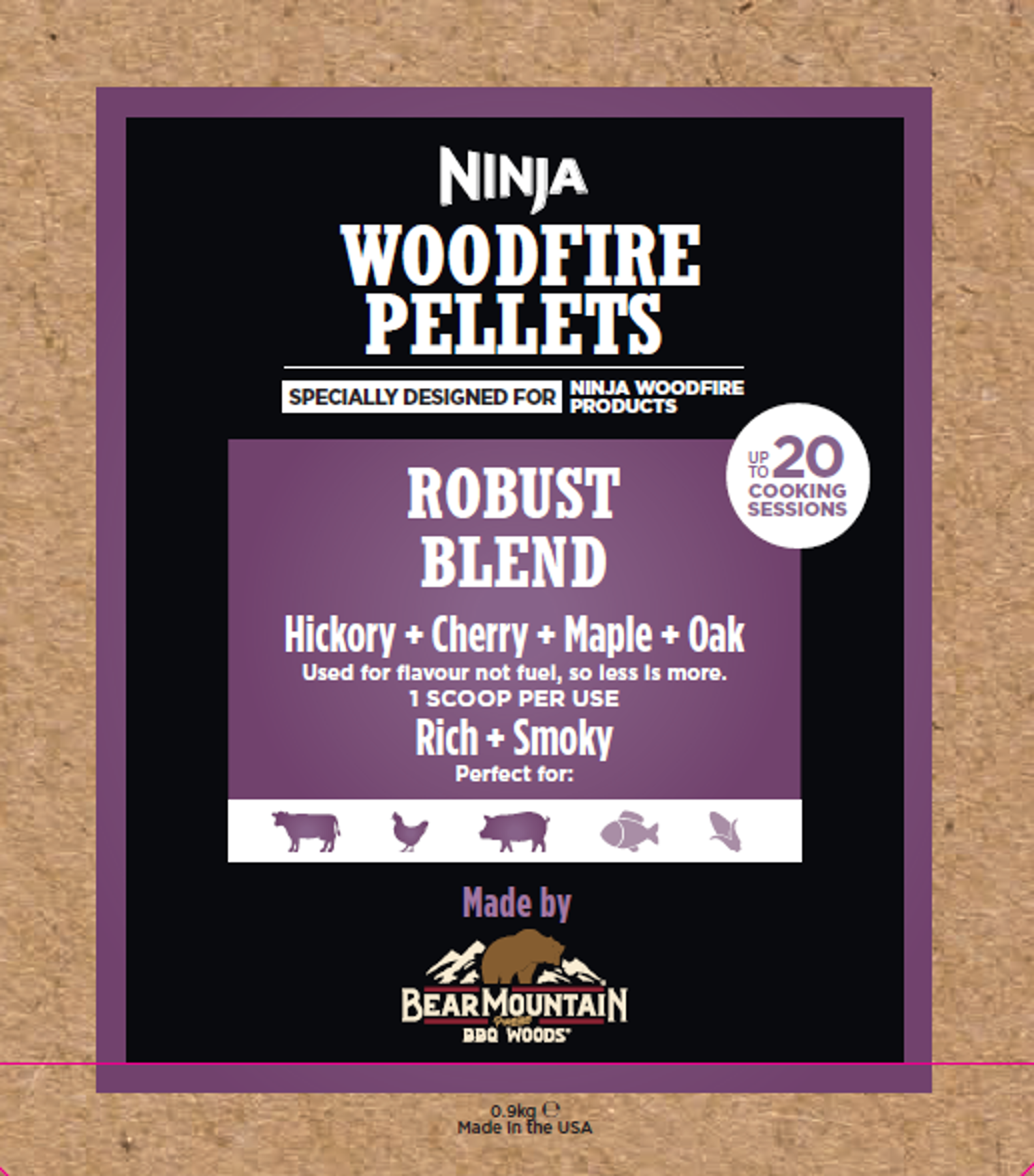 Ninja Woodfire Kräftige Mischung 900g - Kirsche Ahorn Eiche.