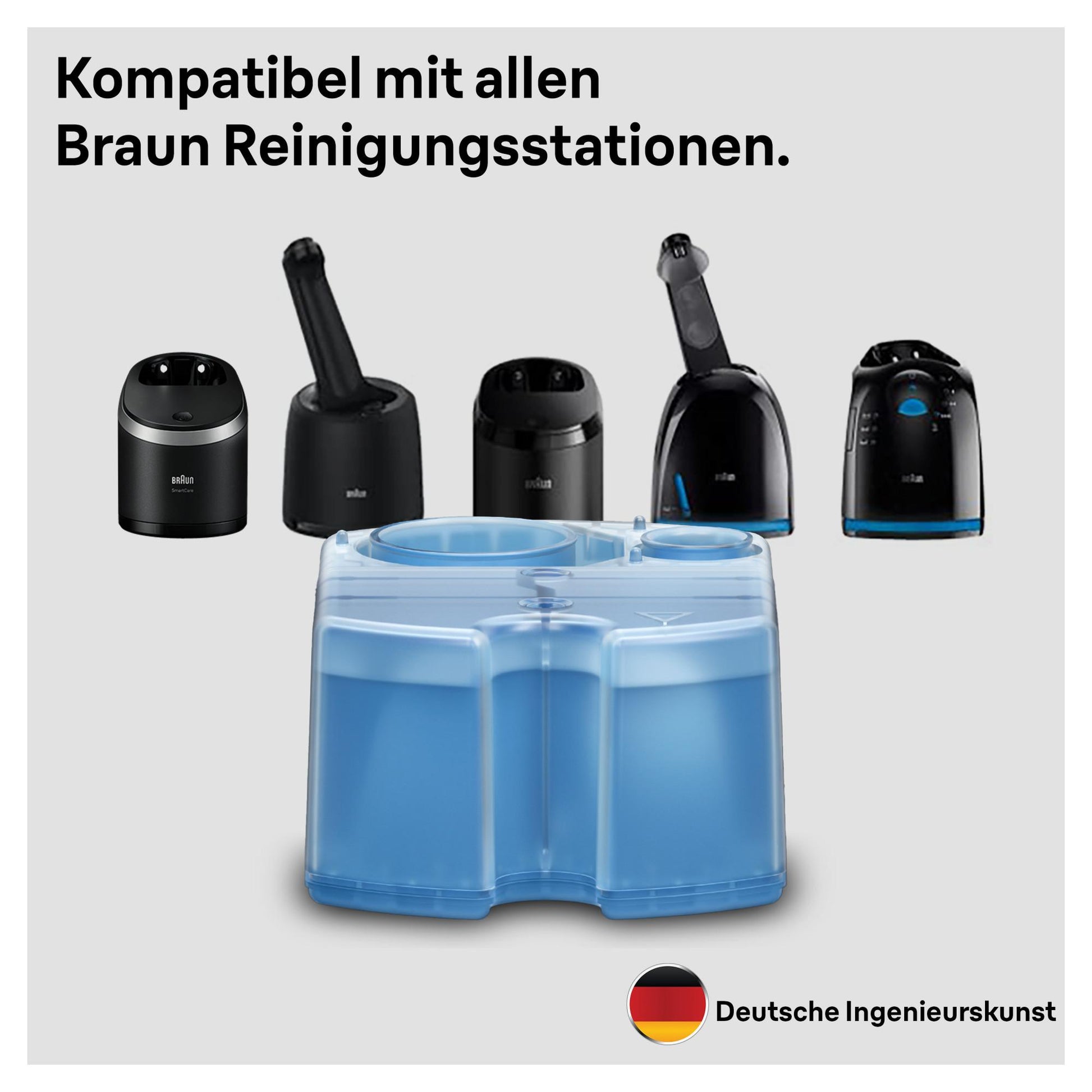 BRAUN 3-in-1 ShaverCare Reinigungskartuschen für Reinigungsstationen, 4er Pack (kompatibel mit jedem Braun SmartCare Center sowie jeder anderen Reinigungsstation von Braun) - TRONYQ