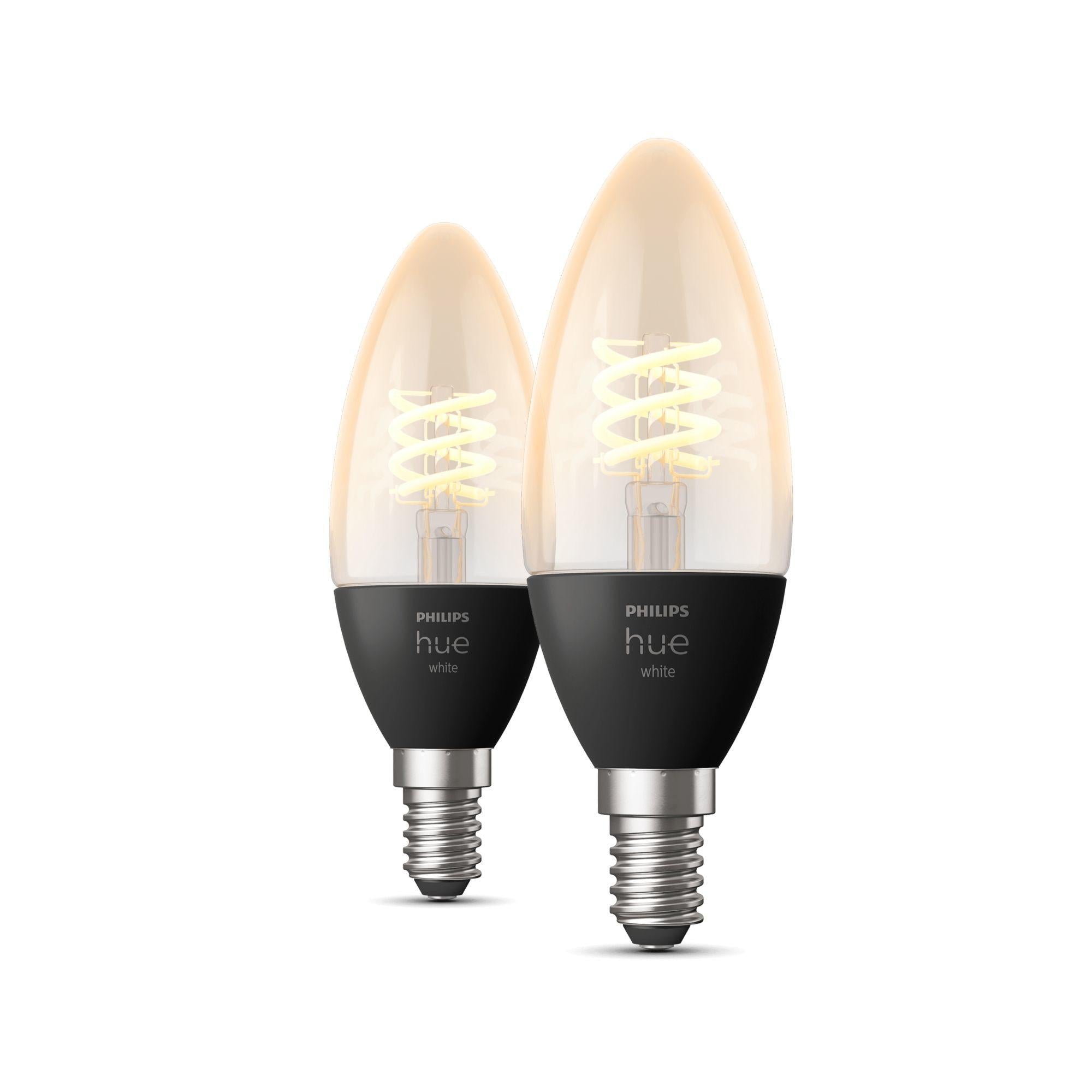 Philips Hue White Filament E14 LED Lampe (Kerze, 2x Filament)