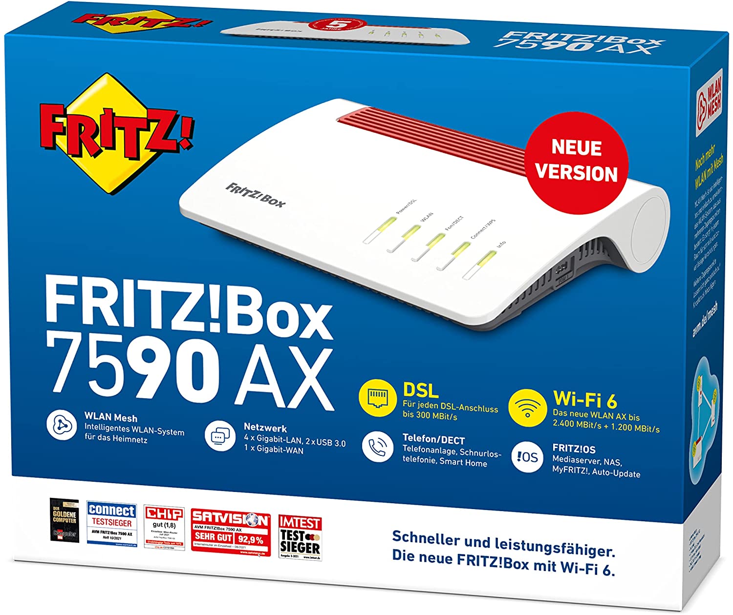 AVM FRITZ!Box 7590 AX Wi-Fi 6 DSL-Router 2.400 MBit/s