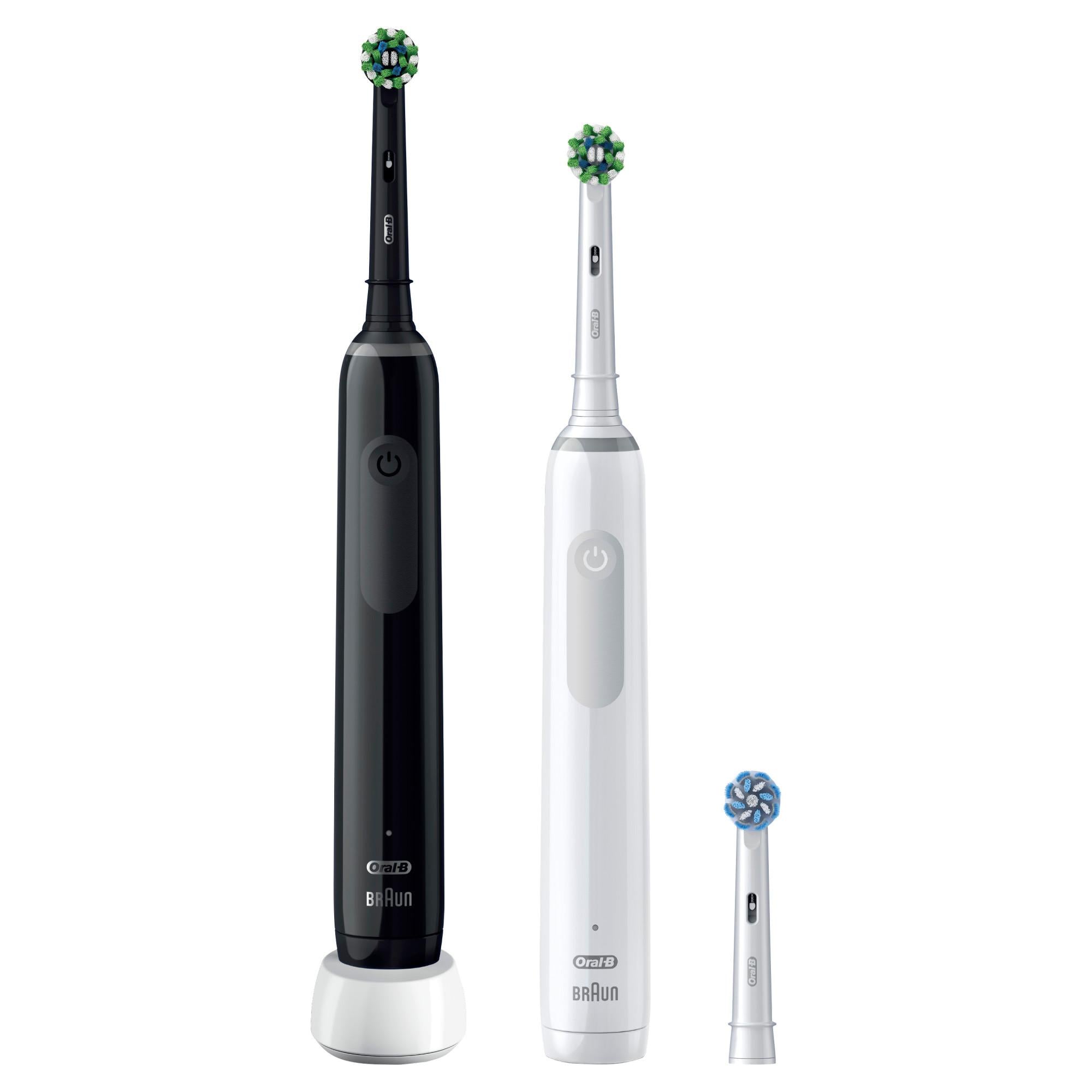 Oral-B Pro Series 3 Duopack Elektrische Zahnbürsten Black / White (Oral-B Pro 3 3900 Doppelpack Elektrische Zahnbürsten mit 360° Andruckkontrolle für Zahnfleischschutz, 3 Putzmodi, 3 Aufsteckbürsten, weiß/schwarz)