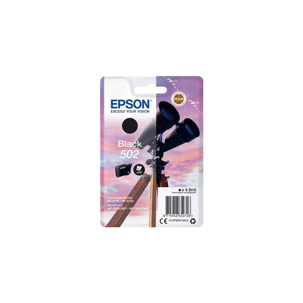 Epson Original 502 Tinte Black Singlepack für XP-5100 XP-5105 XP-5150 XP-5155 WF-2860DWF WF-2865DWF WF-2880DWF WF-2885DWF