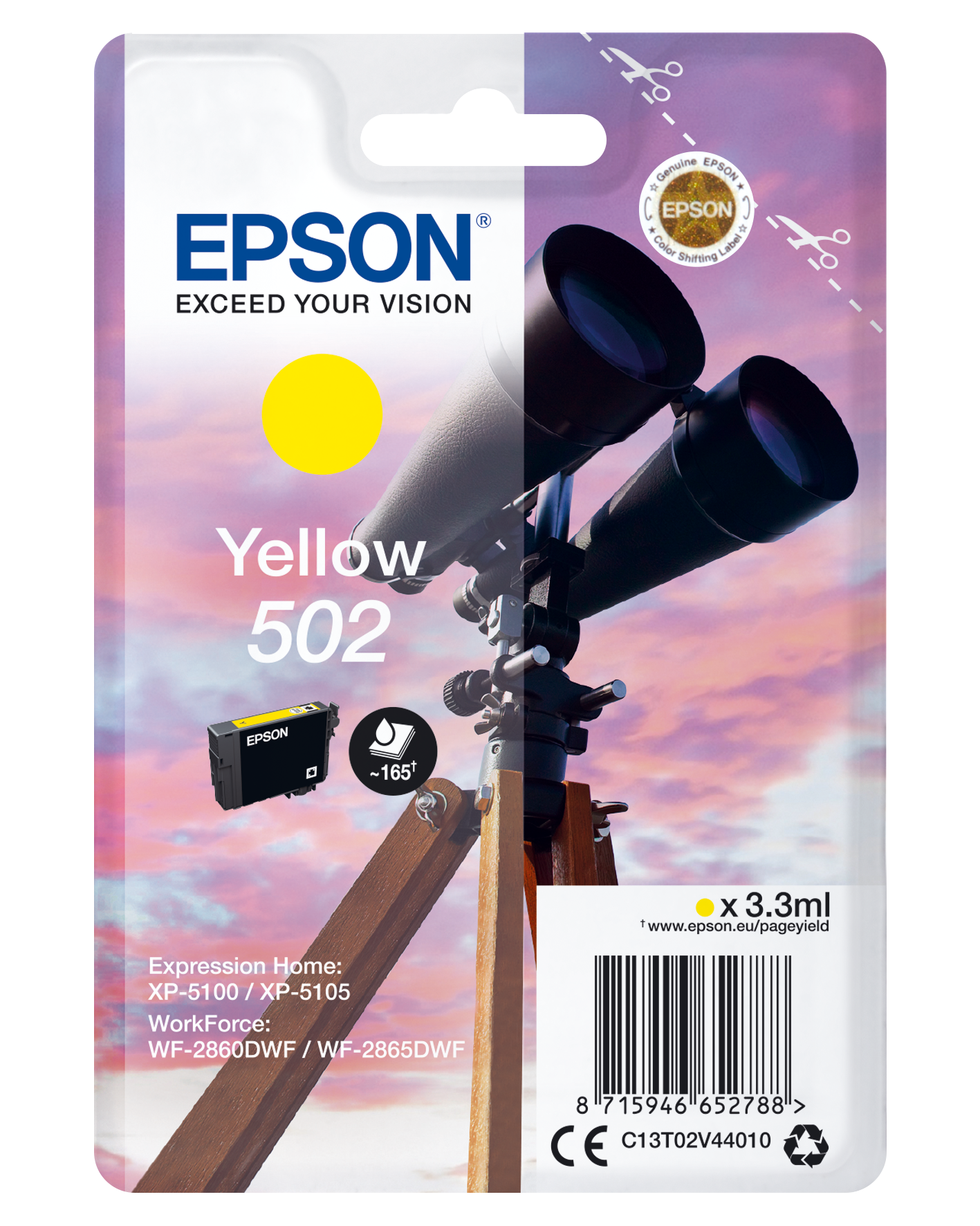 Epson 502 Original Tintenpatrone Gelb für XP & WF Serien.