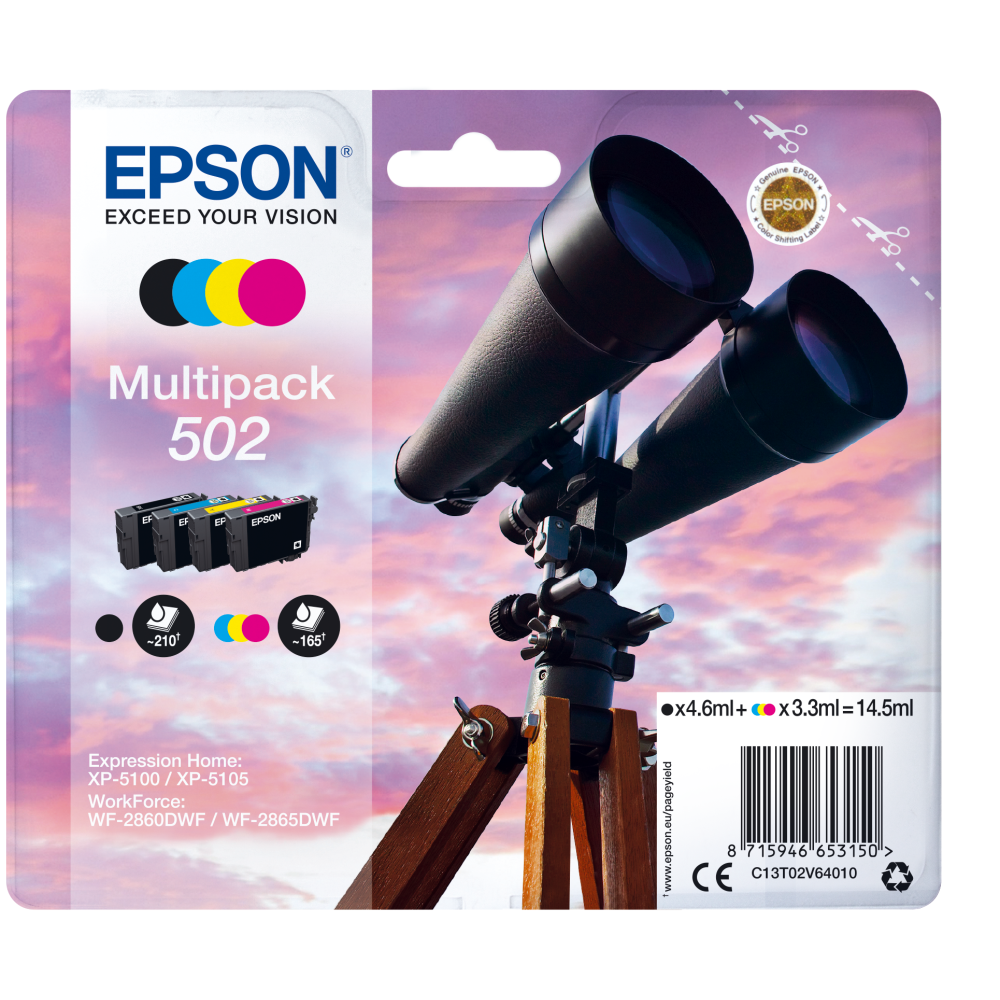 Epson Original Tintenpatronen Multipack Fernglas CMYK für XP-5100 XP-5105 XP-5150 XP-5155 WF-2860DWF WF-2865DWF WF-2880DWF WF-2885DWF