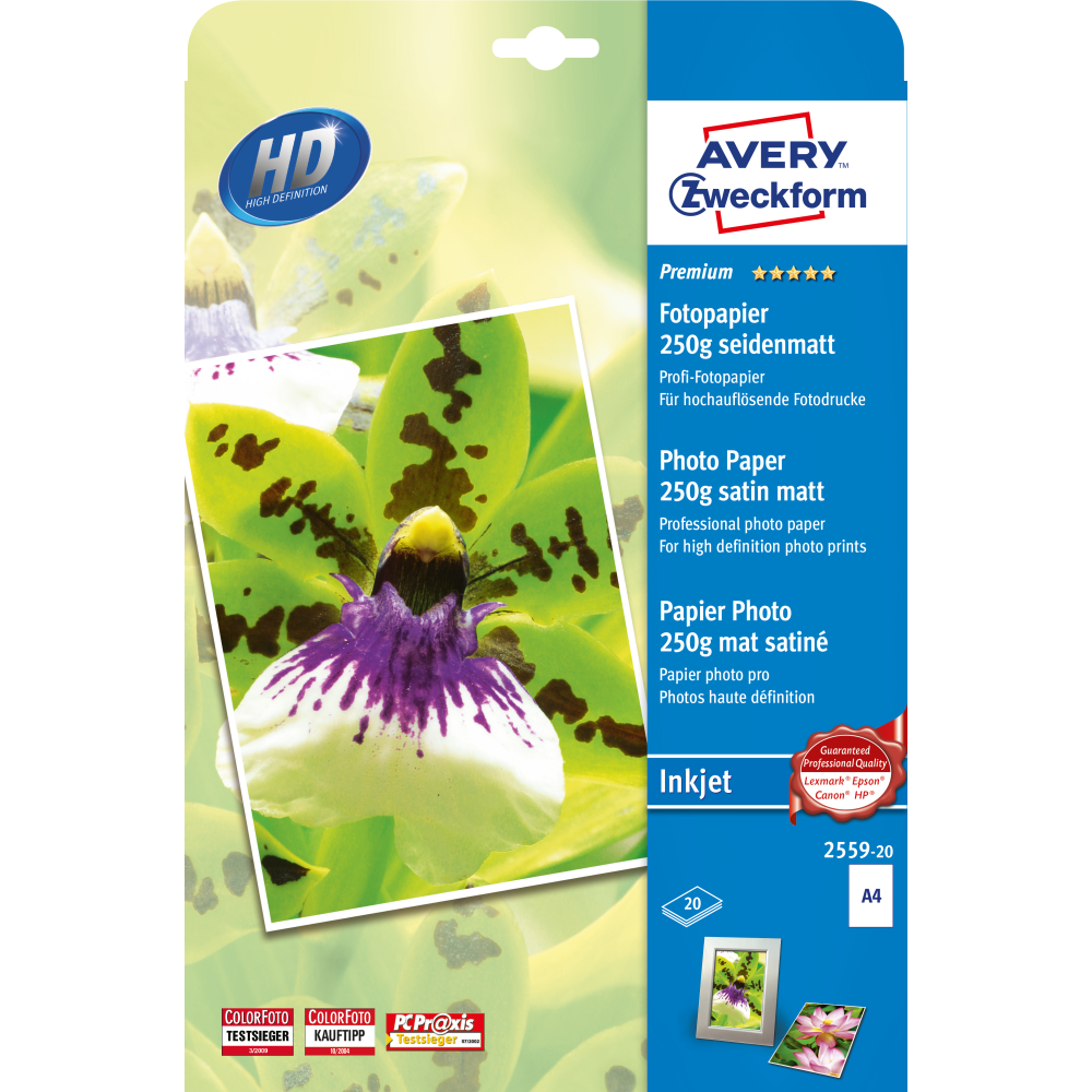 AVERY Zweckform 2559-20 Premium Inkjet Fotopapier, 250.