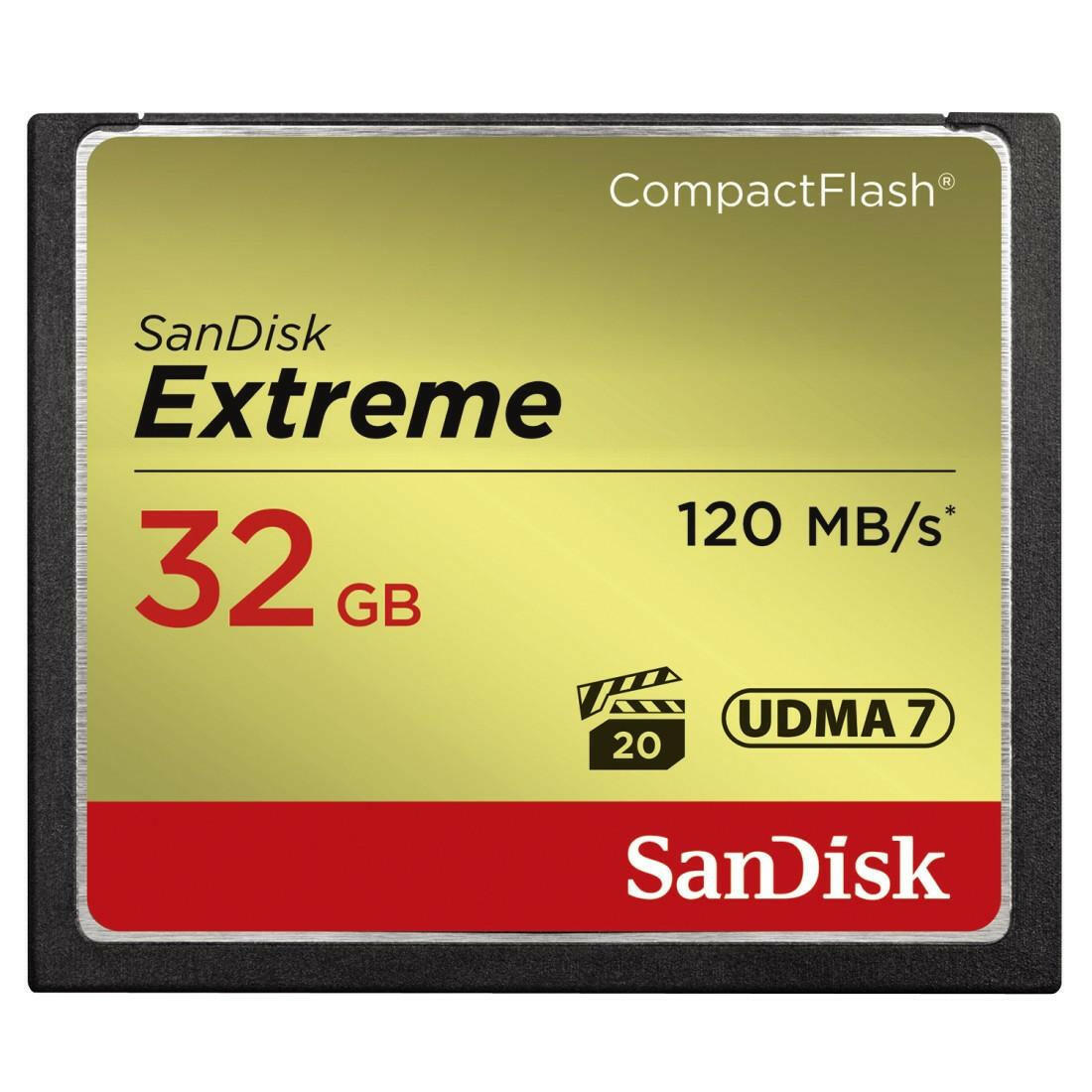 SanDisk Extreme CompactFlash 32GB UDMA7 für DSLR-Kameras.