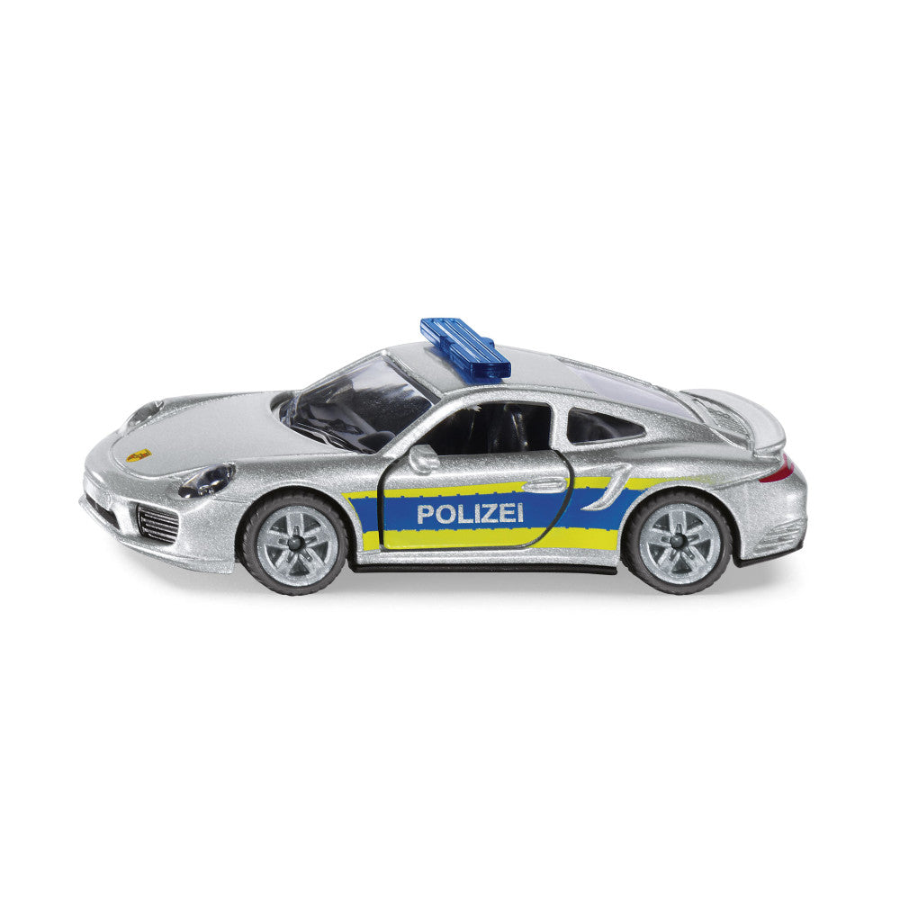 SIKU Modellauto Porsche 911 Autobahnpolizei Silber Metall/Kunststoff 1528 mit Öffenbaren Türen