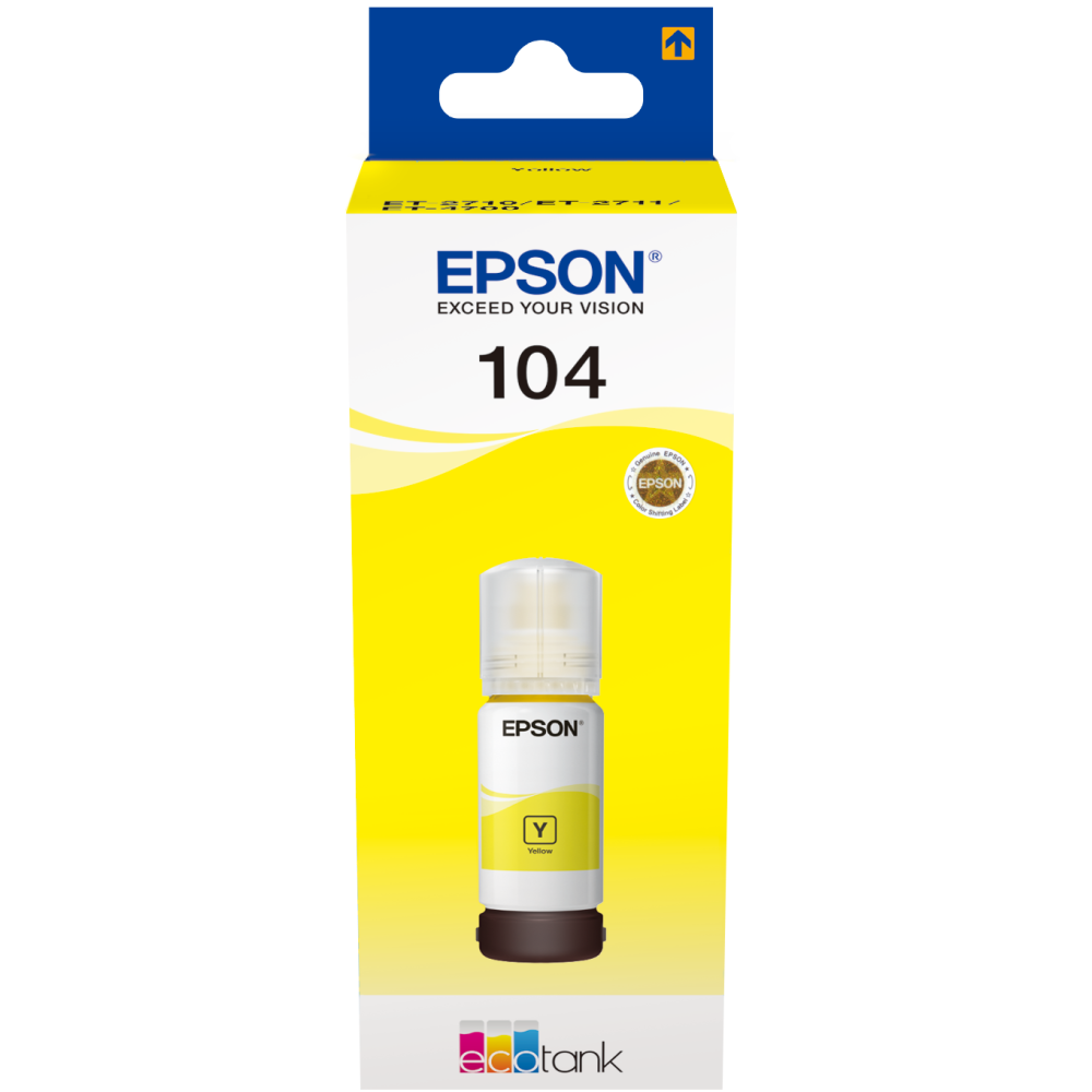 Epson Original 104 EcoTank Gelb Tintenflasche für ET-2710 ET-2711 ET-2720 ET-2726 ET-4700 ET-2712 ET-2721