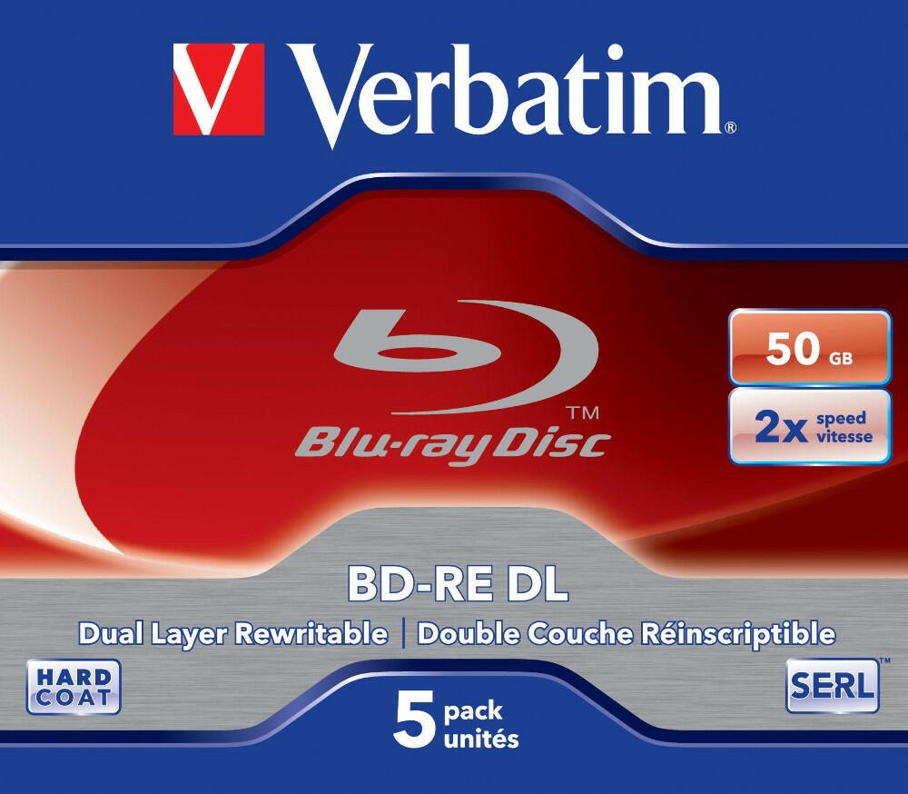 Verbatim BD-RE DL 50GB 2x Blu-Ray Rohlinge 5er Pack JC.
