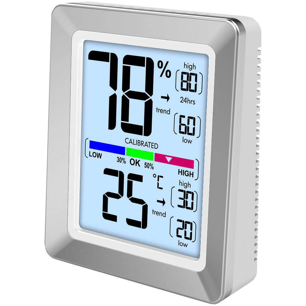 Technoline Thermo-Hygro-Station WS9460, moderne Front, farbige Anzeige, Touchsensor, silber, 73x89x27mm