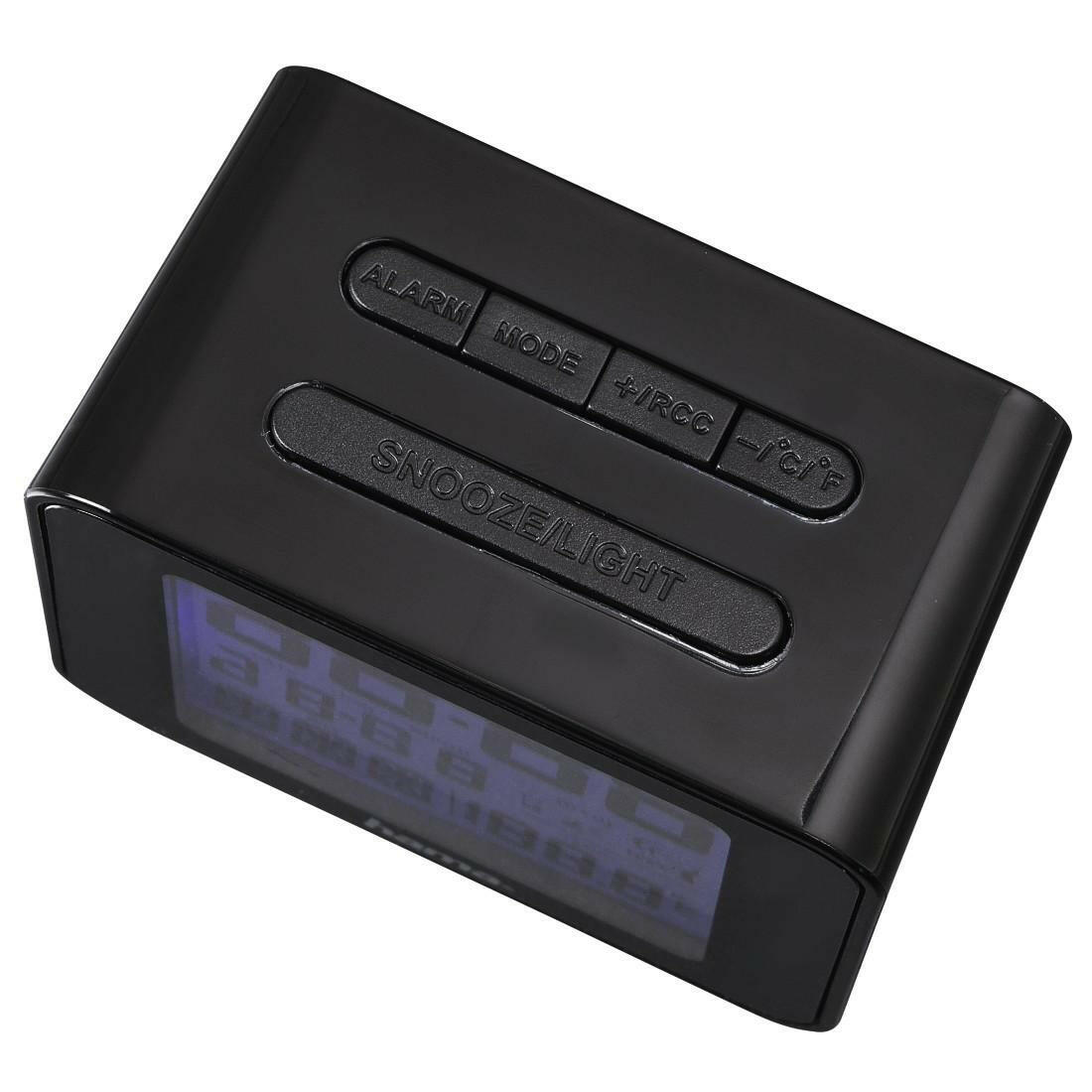 Hama Cube DCF Funkwecker mit LED, Schwarz, Digitaldisplay