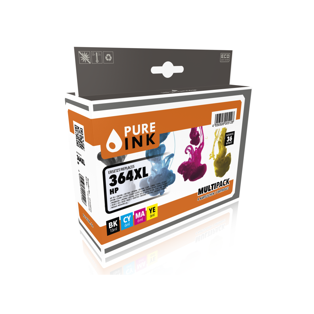 pureINK HP364MP4XL CMYK Refill Druckerpatrone für HP Drucker