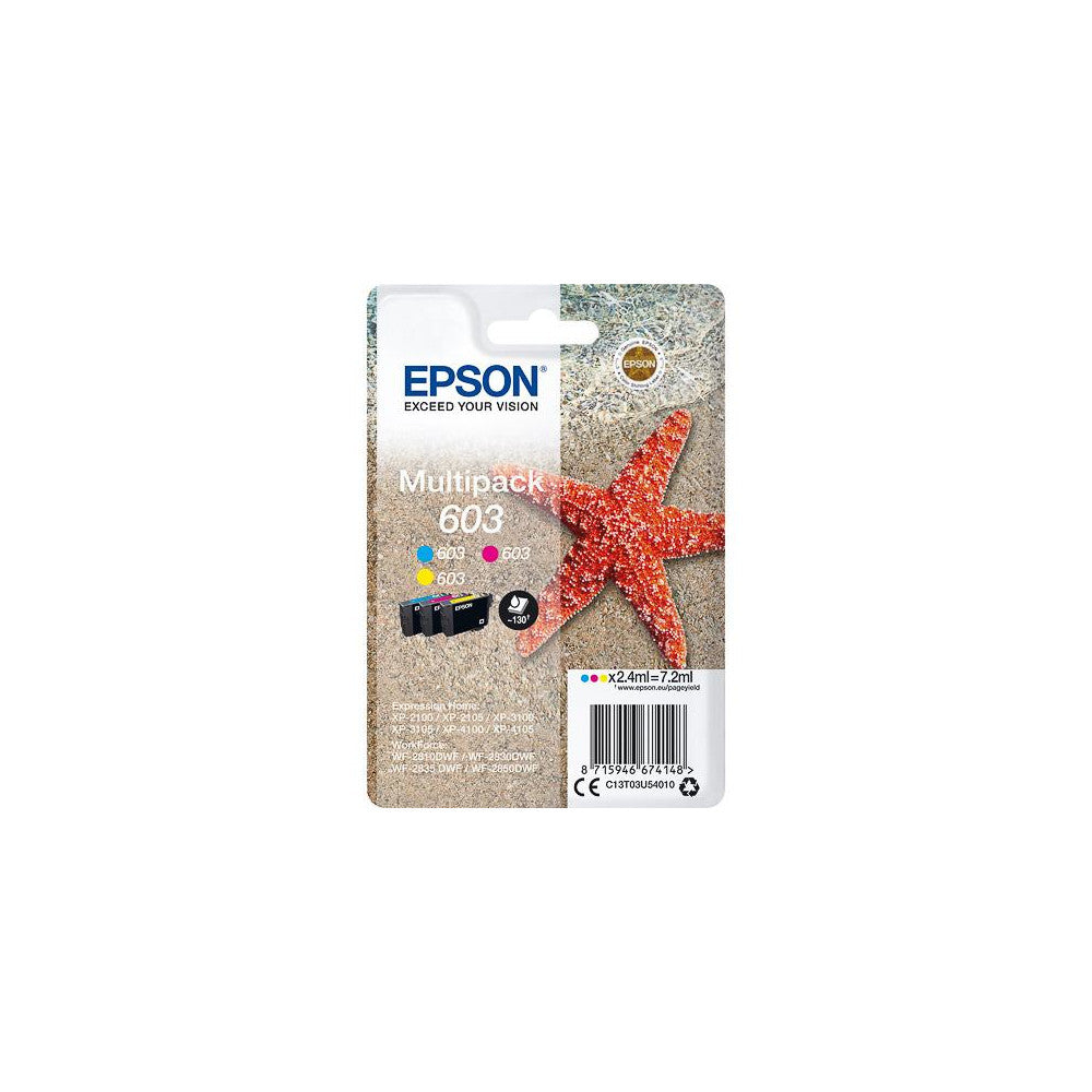 Epson Original Tintenpatrone C13T03U54010 Seestern CYM Multipack 3-farbig für WF-2820DWF WF-2850DWF XP-2100 XP-4150