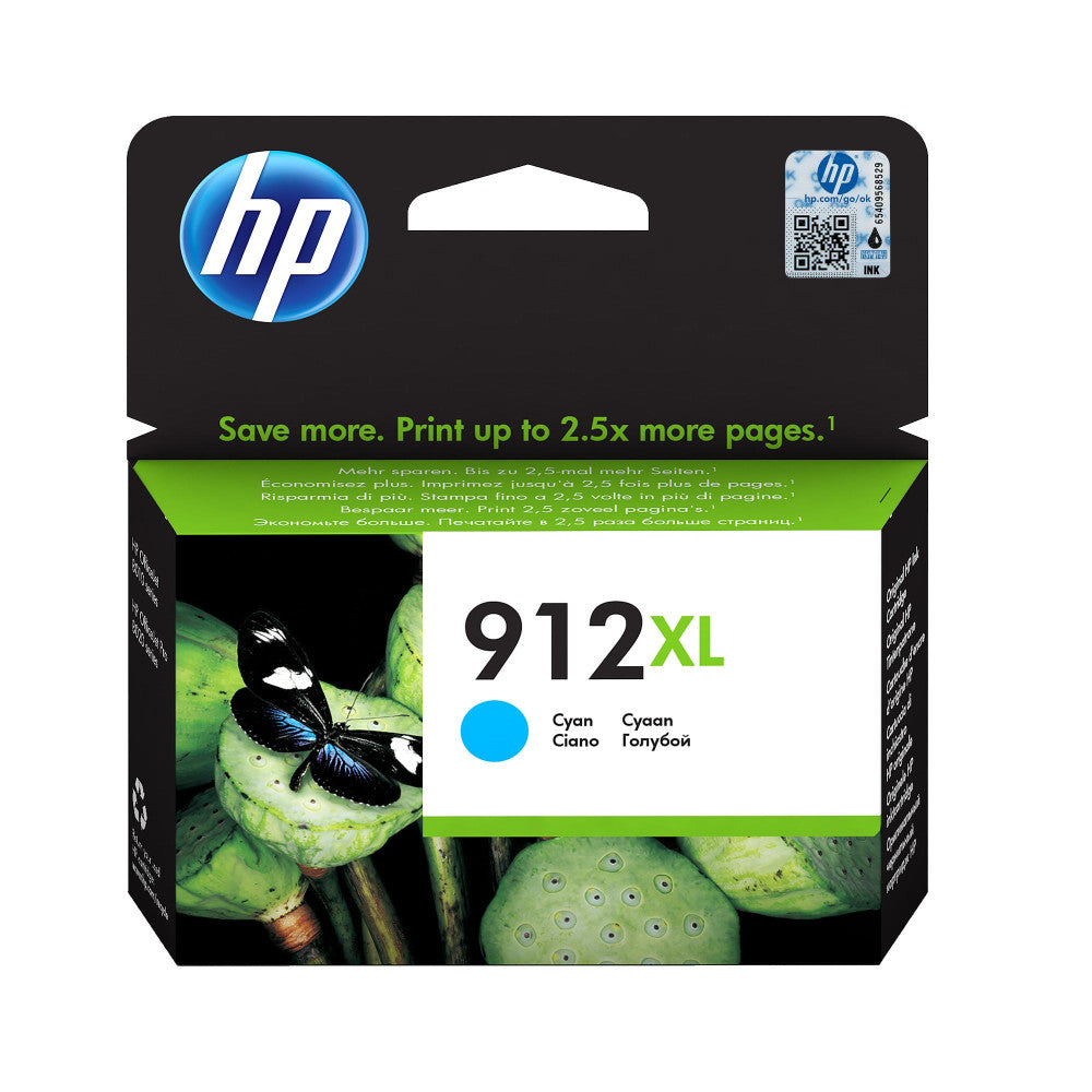 HP Original Druckerpatrone 912 XL cyan für HP OfficeJet Pro 8010 8012 8014 8015 8020 8022 8023 8024 8025 - Hohe Reichweite, lebendiges Cyan, 825