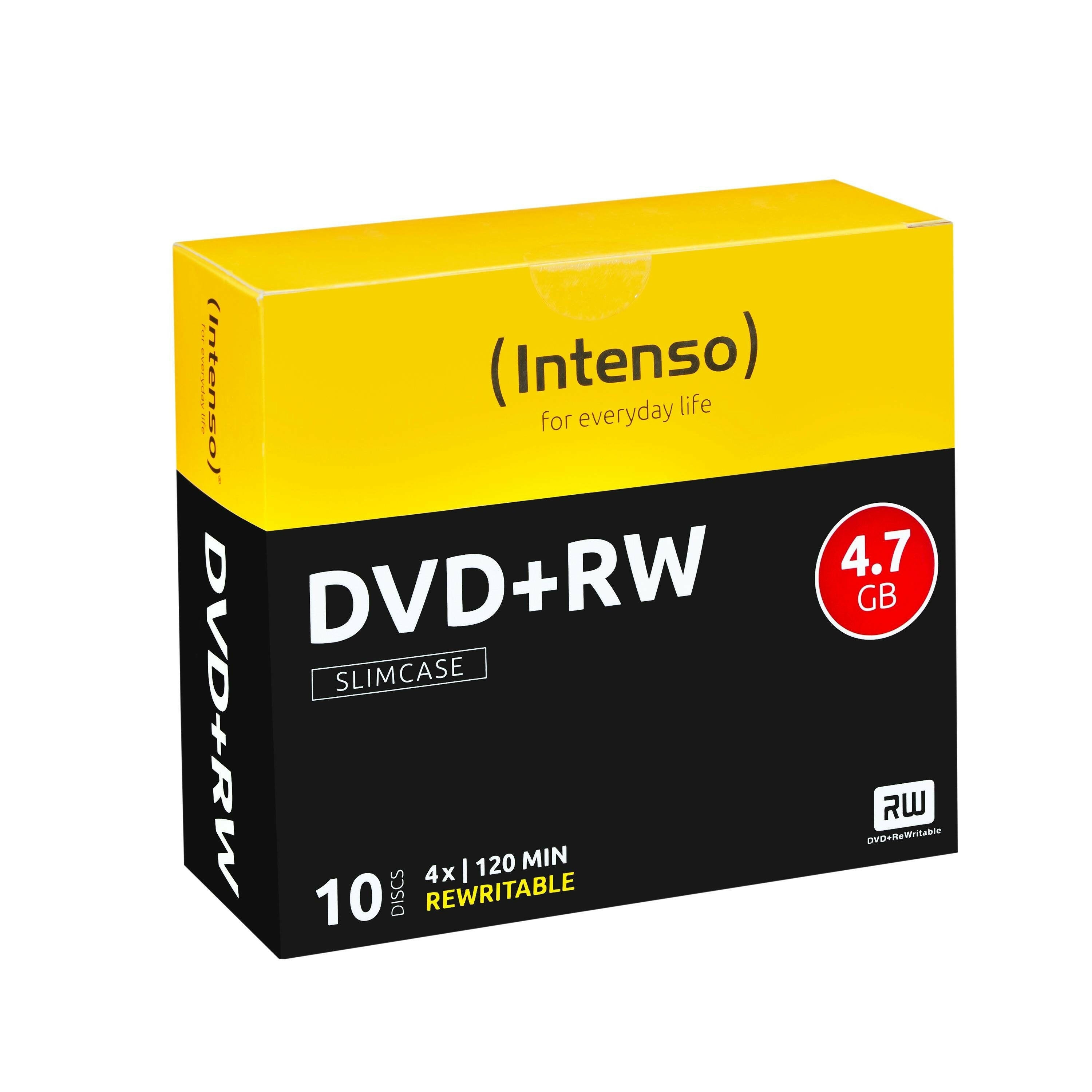 Intenso DVD+RW 4,7GB 4x Speed 10er Slim Case Rohlinge.