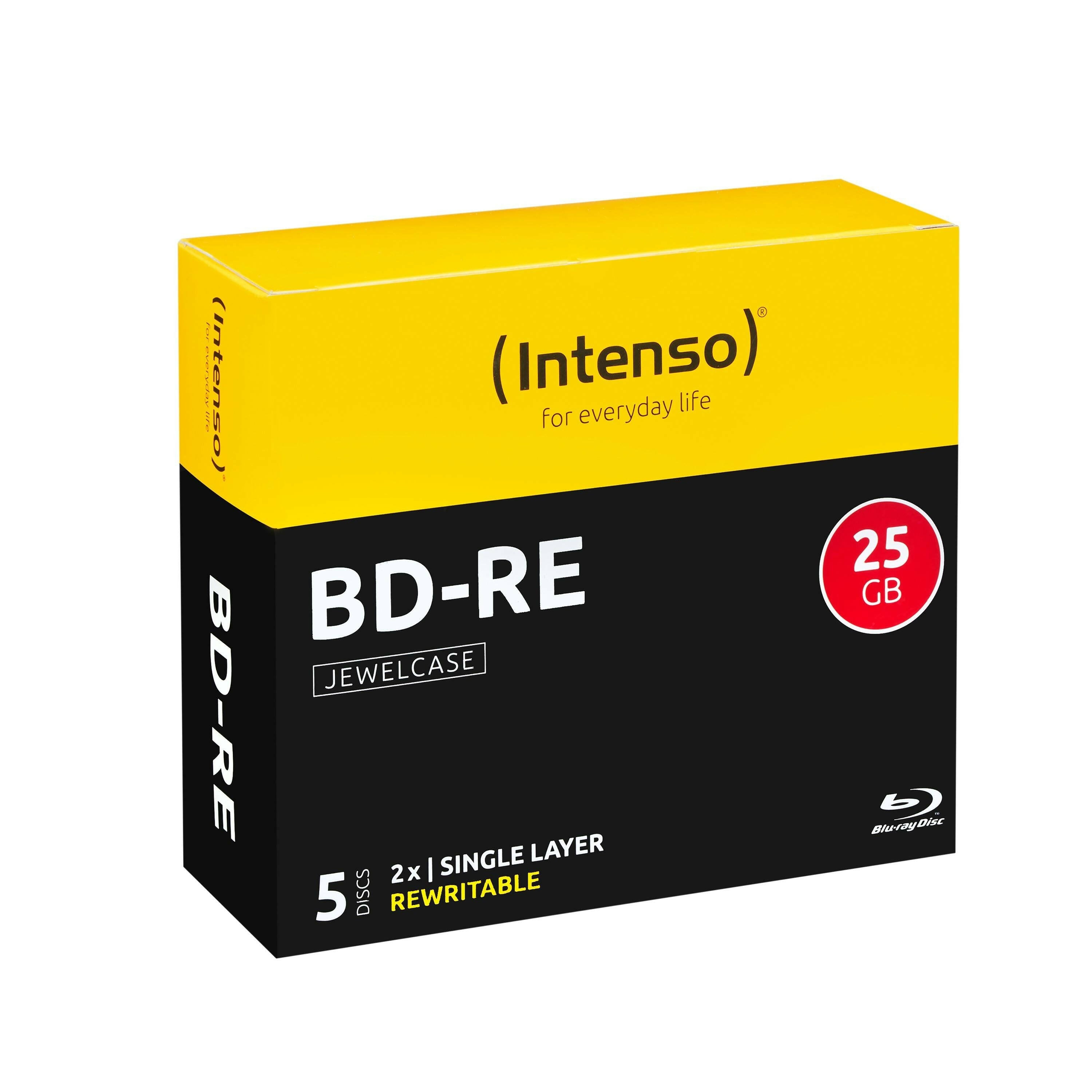 Intenso BD-RE 25GB 2x Blu-Ray Rohlinge 5er Pack Jewelcase.