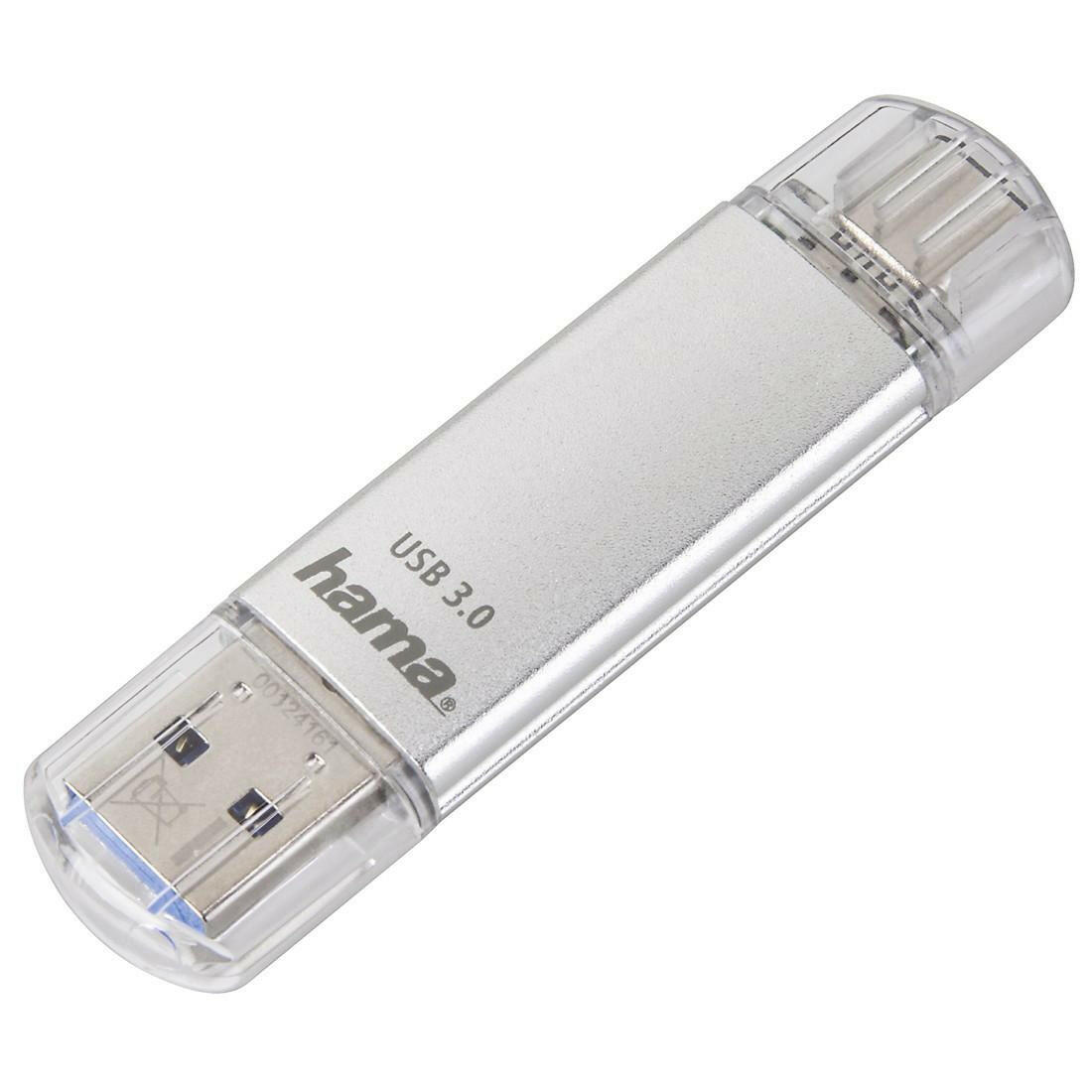 Hama 256GB USB-C 3.0/3.1 Speicherstick, 70MB/s, Silber.