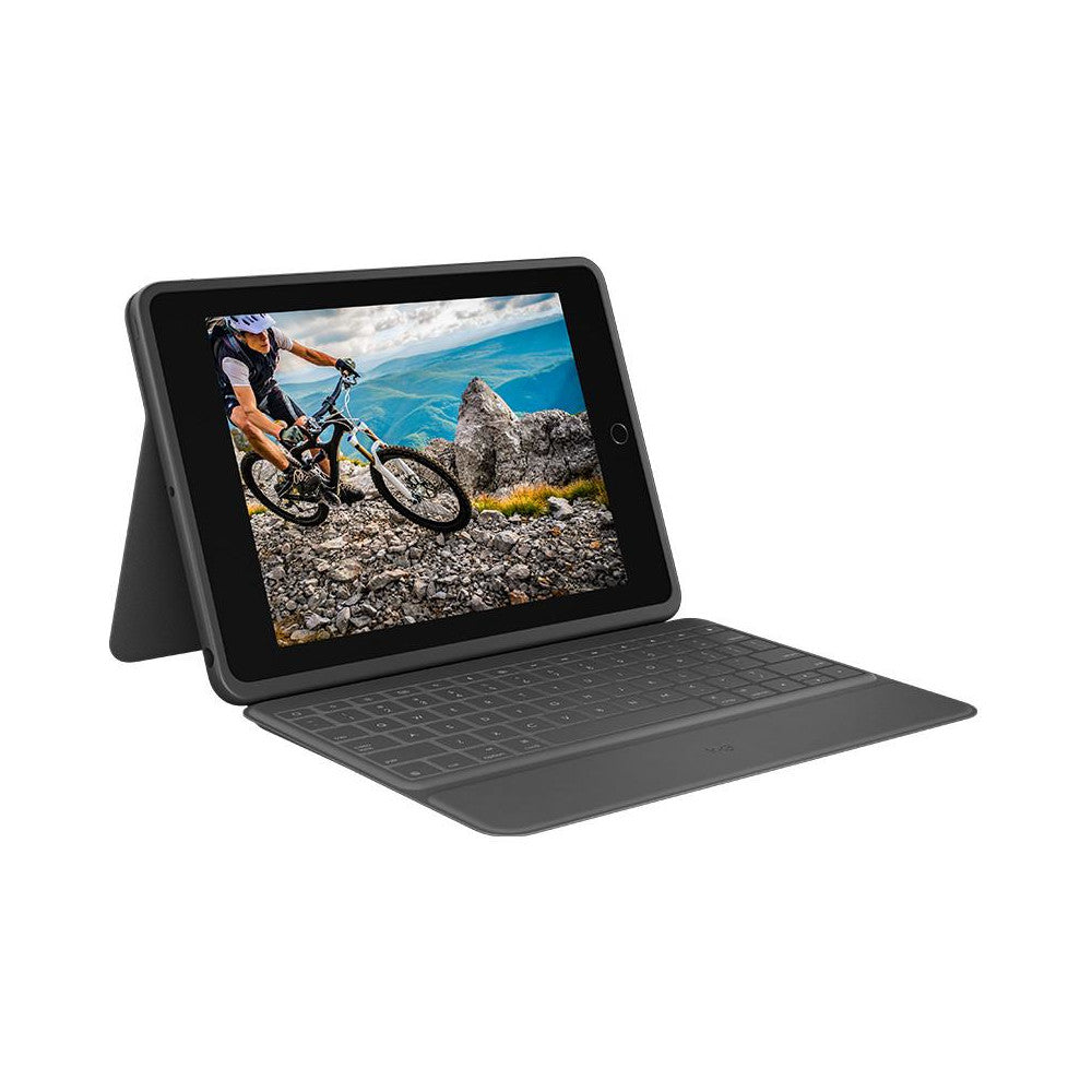 Logitech Rugged Folio iPad 7. 8. 9. Generation Schwarz Grau QWERTZ-layout