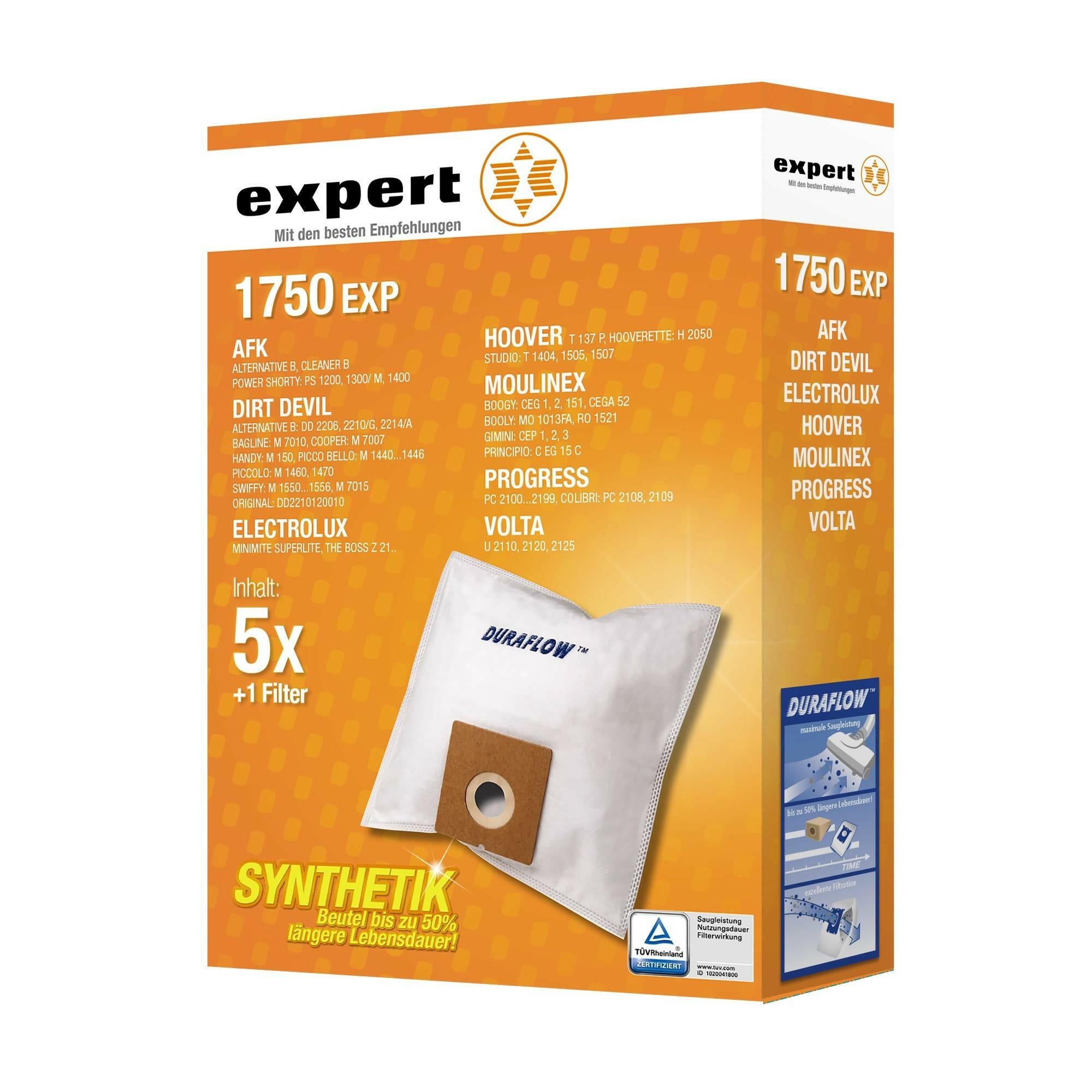 Expert 1750 EXP Staubsaugerbeutel Synthetik - 5 Stück.
