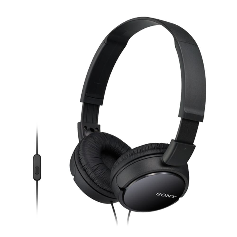 Sony MDR-ZX 110 AP Bügelkopfhörer mit Headsetfunktion in Schwarz, 30mm Treiber, faltbar & leicht, integrierte Fernbedienung & Mikrofon