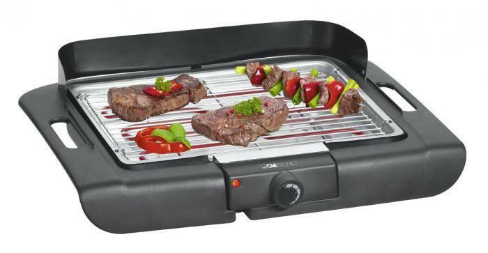 Clatronic BQ 3507 Tischgrill 2000W mit Windschutz 35x24 cm.