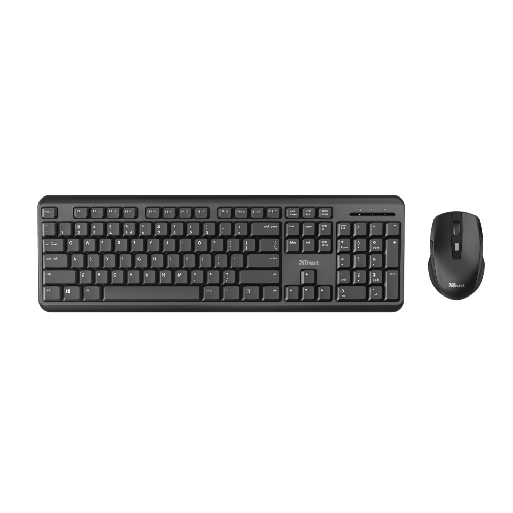 Trust Ody Wireless Deskset mit leiser Tastatur und Maus, kabellos, Deutsch, QWERTZ, Schwarz