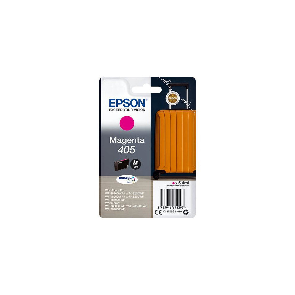 Epson Original 405 Tintenpatrone Koffer Magenta für WF-3820DWF 3825DWF 4820DWF 4825DWF 4830DTWF 7830DTWF 7835DTWF 7840DTWF