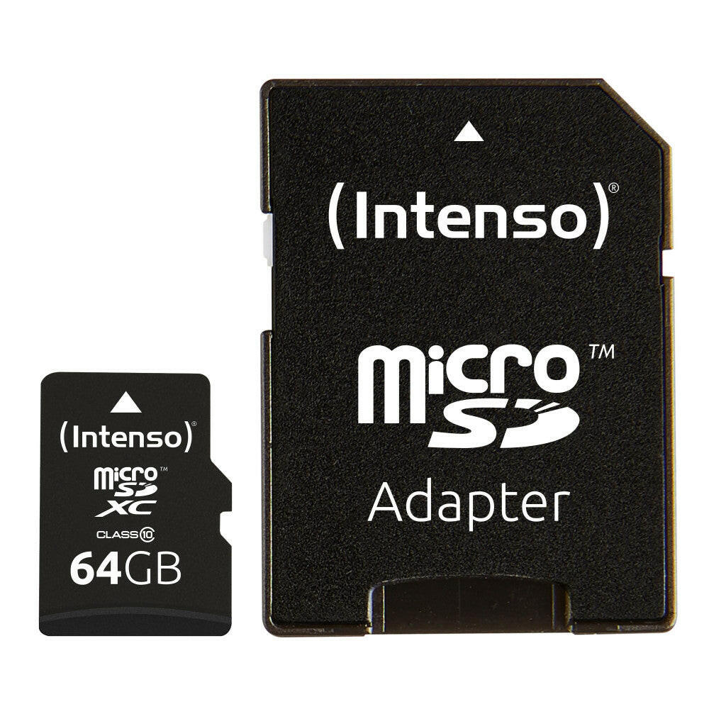 Intenso 64GB microSDXC Class 10 Speicherkarte mit SD-Adapter.