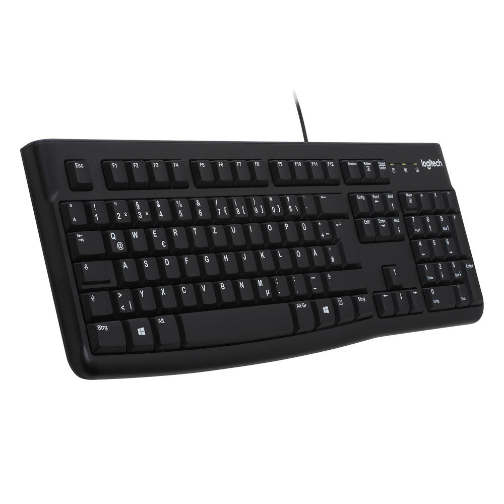 Logitech K120 Business-Tastatur Schwarz - USB, Leises Tippen, Standardtastenanordnung, Spritzwassergeschütztes Design