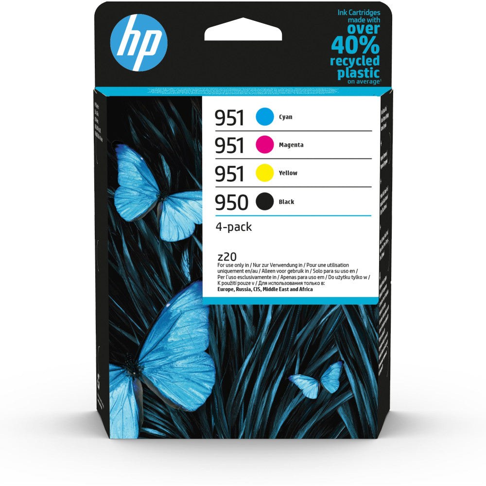 HP Original Tintenpatronen Nr. 950 & 951 Multipack in Schwarz, Cyan, Magenta, Gelb (6ZC65AE) - 4er Pack