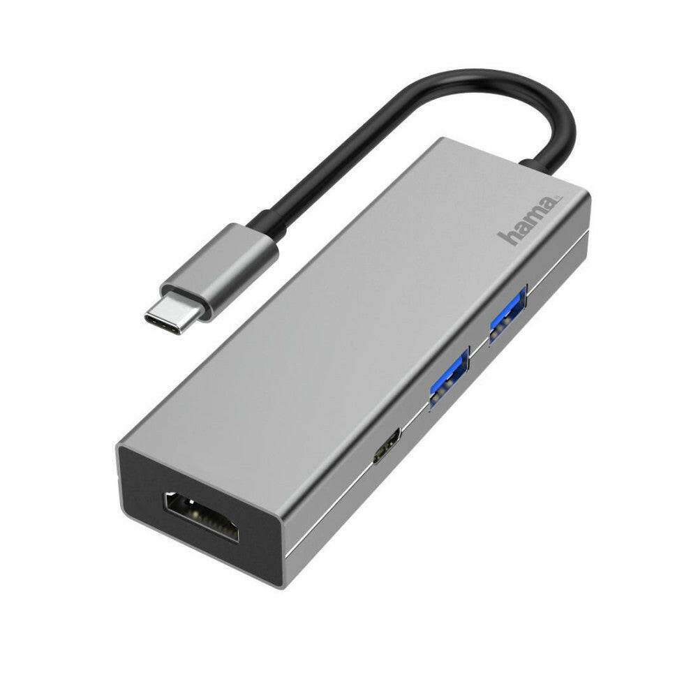 Hama USB-C Hub 4 Ports HDMI 4K USB-A Adapter für Büro.