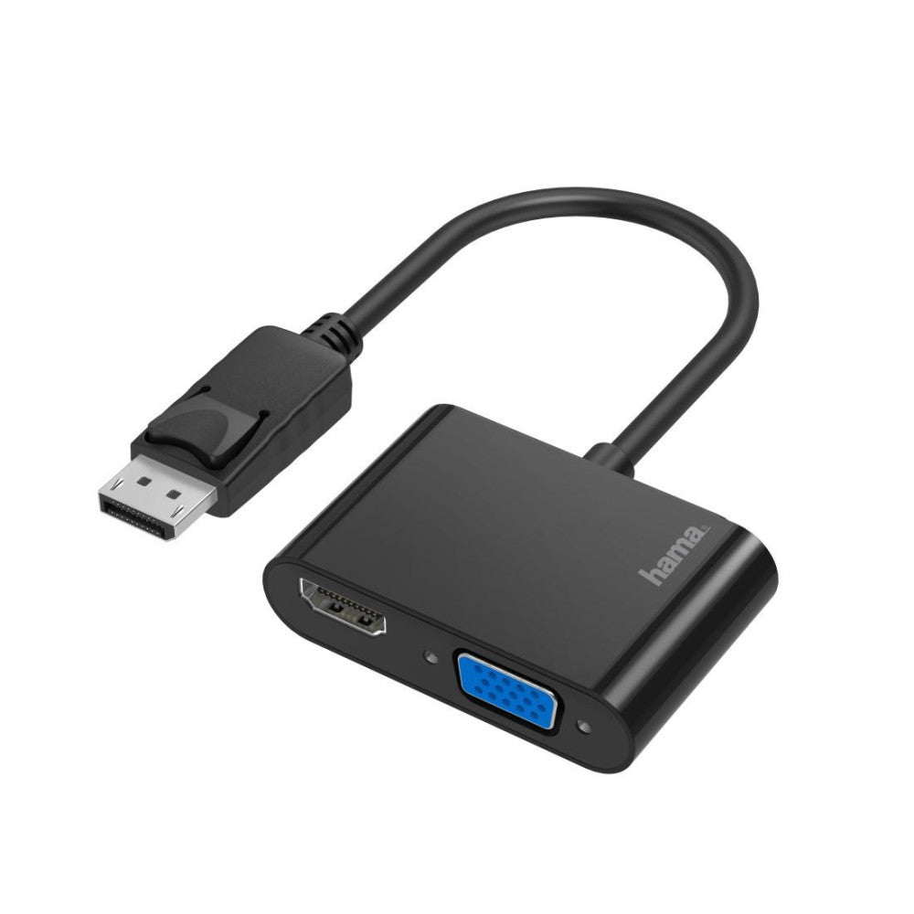 Hama Video-Adapter DisplayPort auf VGA & HDMI, 4K Ultra HD, Full HD, 2in1 Adapter, DisplayPort-Stecker, HDMI Buchse, VGA Buchse - Modell 00200334