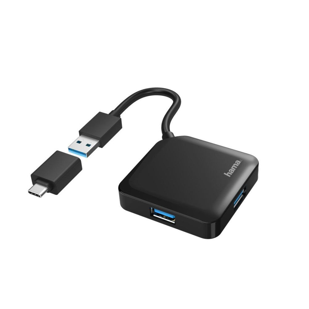 Hama USB-Hub 4 Ports 4in1 Verteiler USB 3.2 Gen1 5 Gbit/s inkl USB-C Adapter