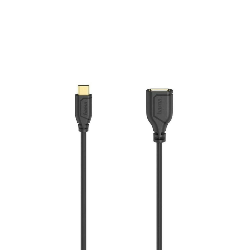 Hama USB C Kabel 0,15m OTG 480Mbit/s vergoldet schwarz.