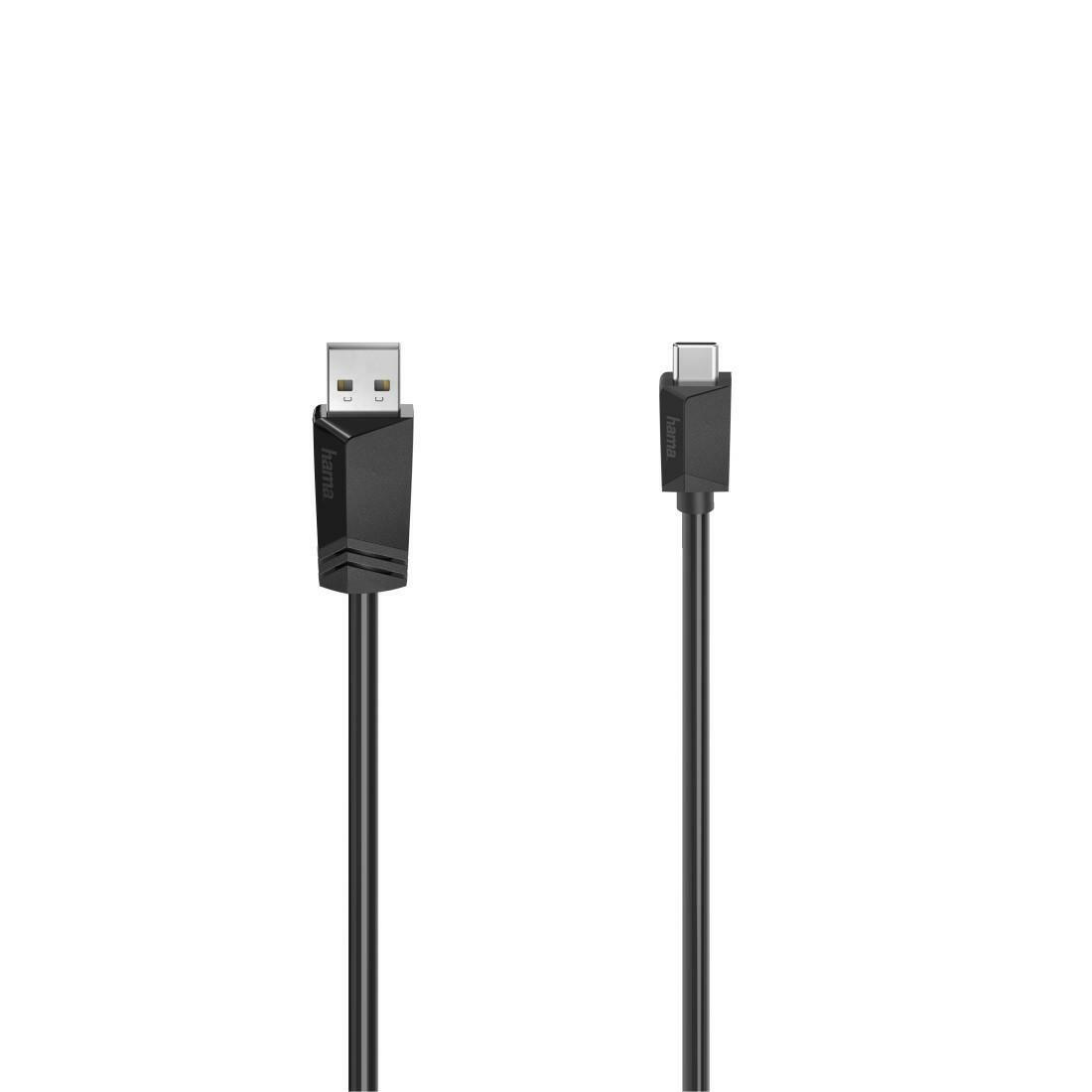 Hama USB-C Kabel 3m, USB-A auf USB-C, 480 Mbit/s, schwarz.
