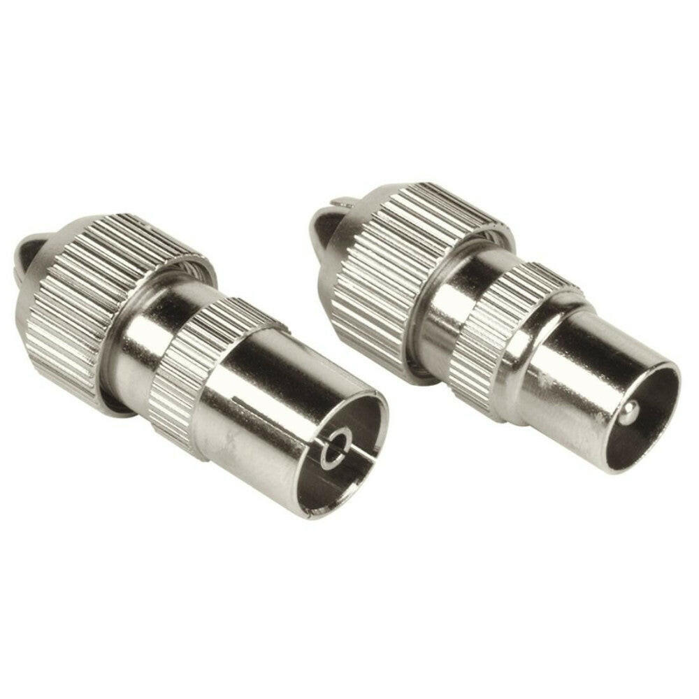 Hama Koax Set 2 Pz - Metall Stecker/Buchse, voll geschirmt.