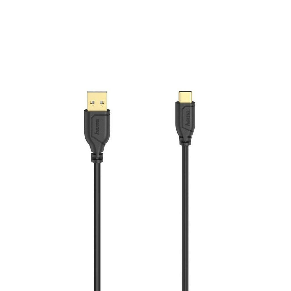 Hama USB-C-Kabel Flexi-Slim 0,75m USB 2.0 480 Mbit/s Schwarz.