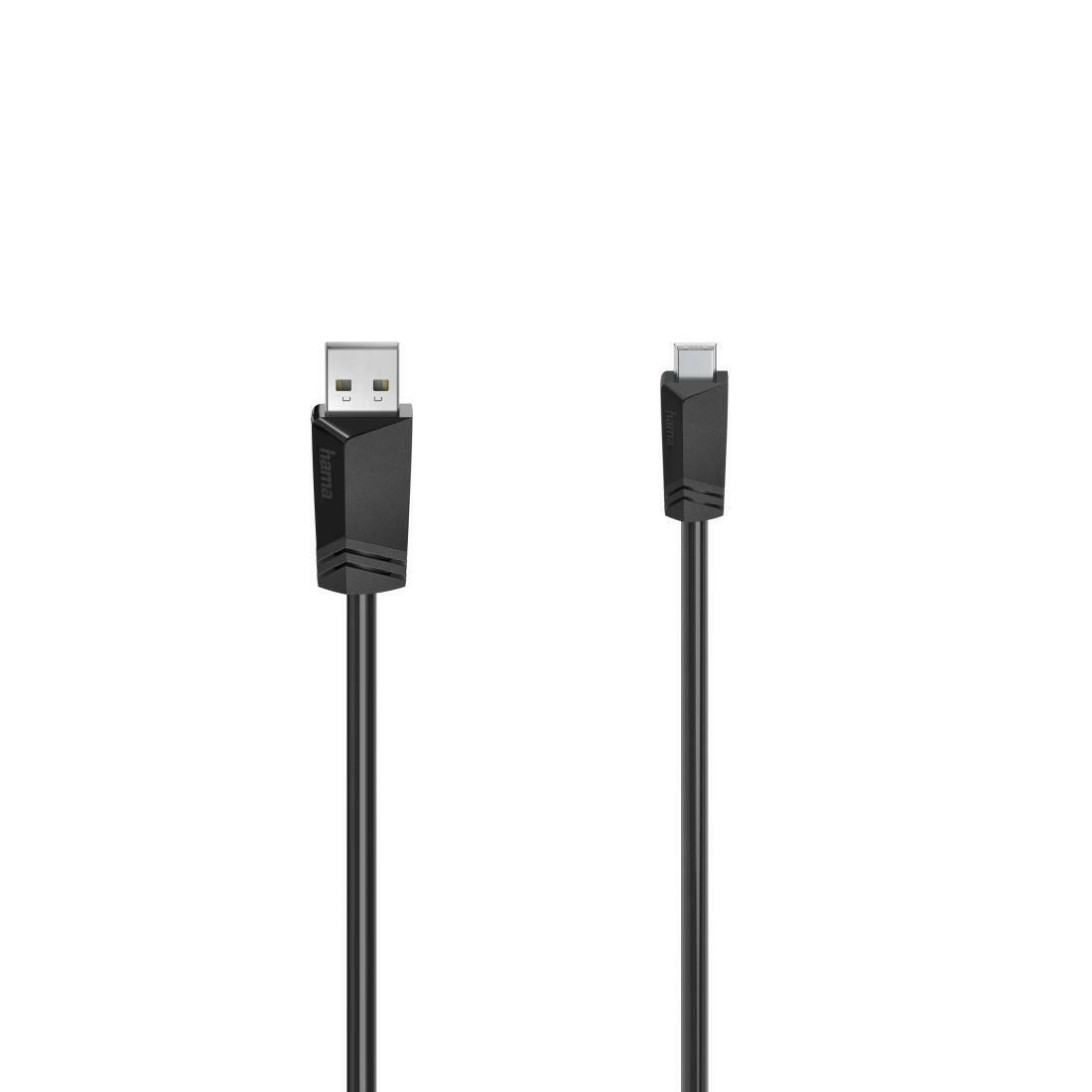 Hama USB 2.0 Mini-USB-Kabel 0,75m 480 Mbit/s Schwarz.