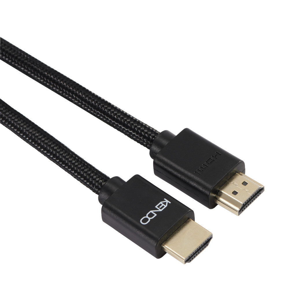 KENDO HDMI Kabel 4K 1,5 m - High-Speed Übertragung für Blu-ray, SAT, Spielekonsole, Notebook - Vergoldete Anschlüsse - 1,5m Länge - Gewebeummantelung