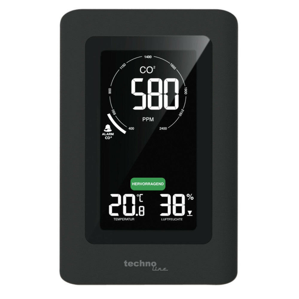 Technoline WL 1030 CO2-Messgerät mit NDIR Sensor, schwarz.
