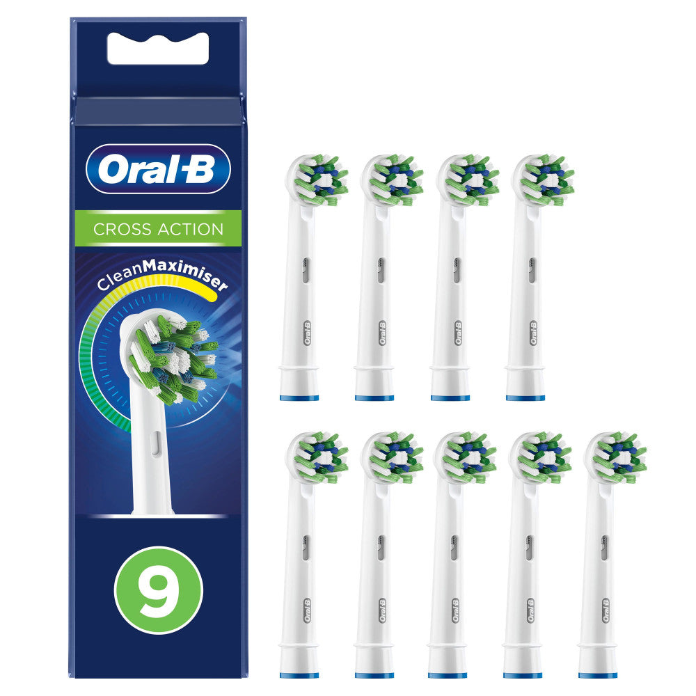 Oral-B Precision Clean CleanMaximiser Cross Action 9 Stück Aufsteckbürsten (Indikator-Borsten, optimale Reinigung, Bürsten-Wechsel-Anzeige)