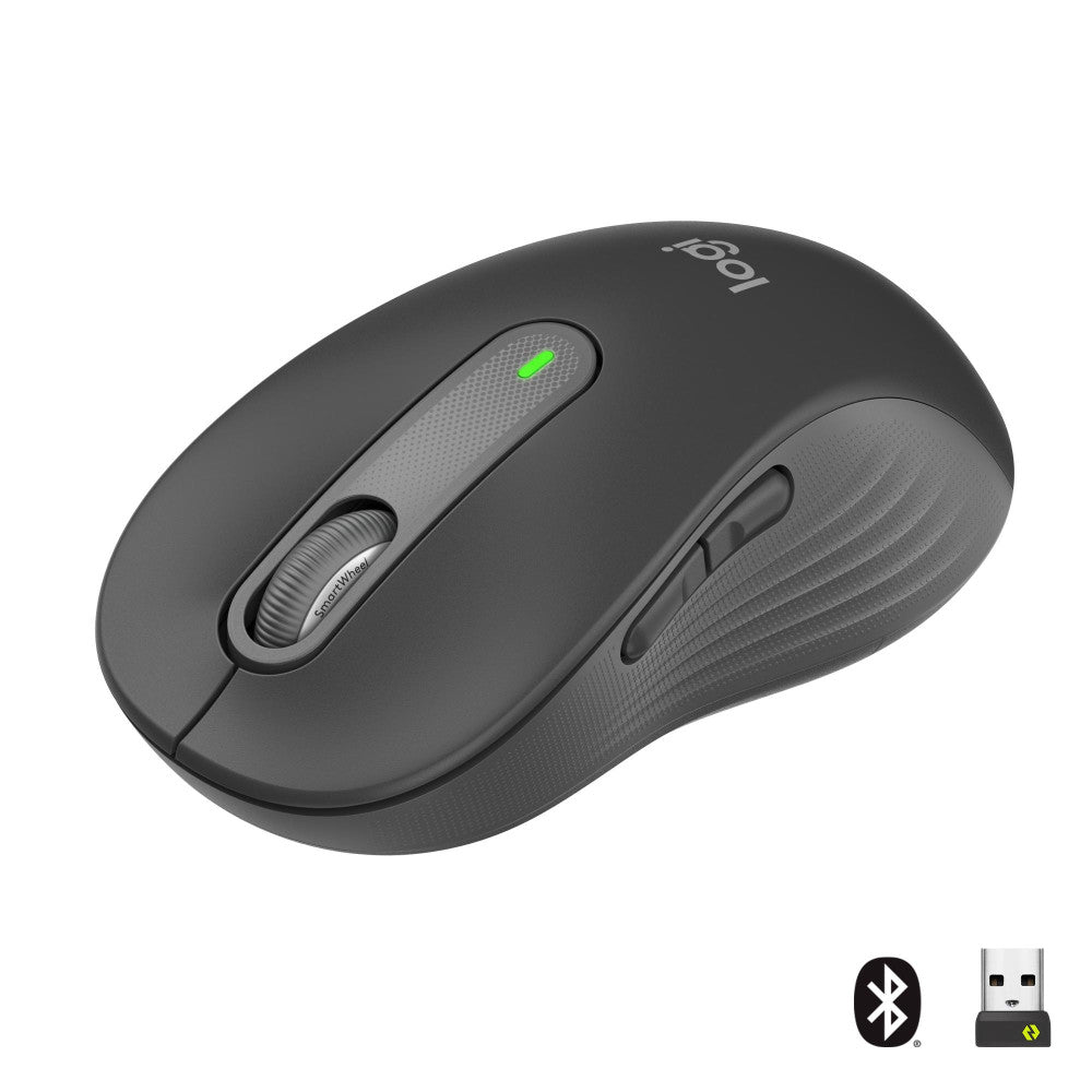 Logitech Signature M650 L Graphite Kabellose Maus für große Hände, Leise Klicks, Anpassbare Seitentasten, Bluetooth, Kompatibilität mit mehreren