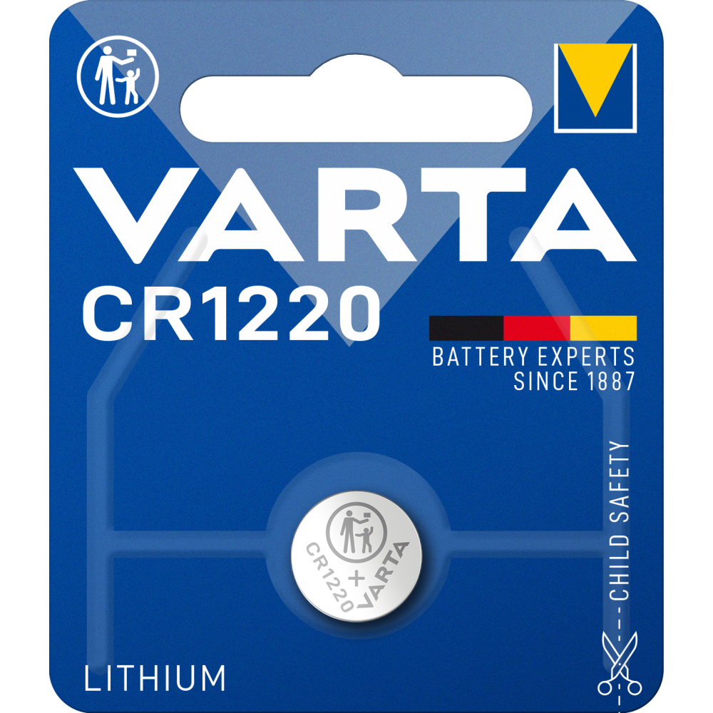 VARTA Knopfzelle CR1220 Lithium Coin Batterie 3V 1er Blister - für elektronische Kleingeräte, Autoschlüssel, Fernbedienungen