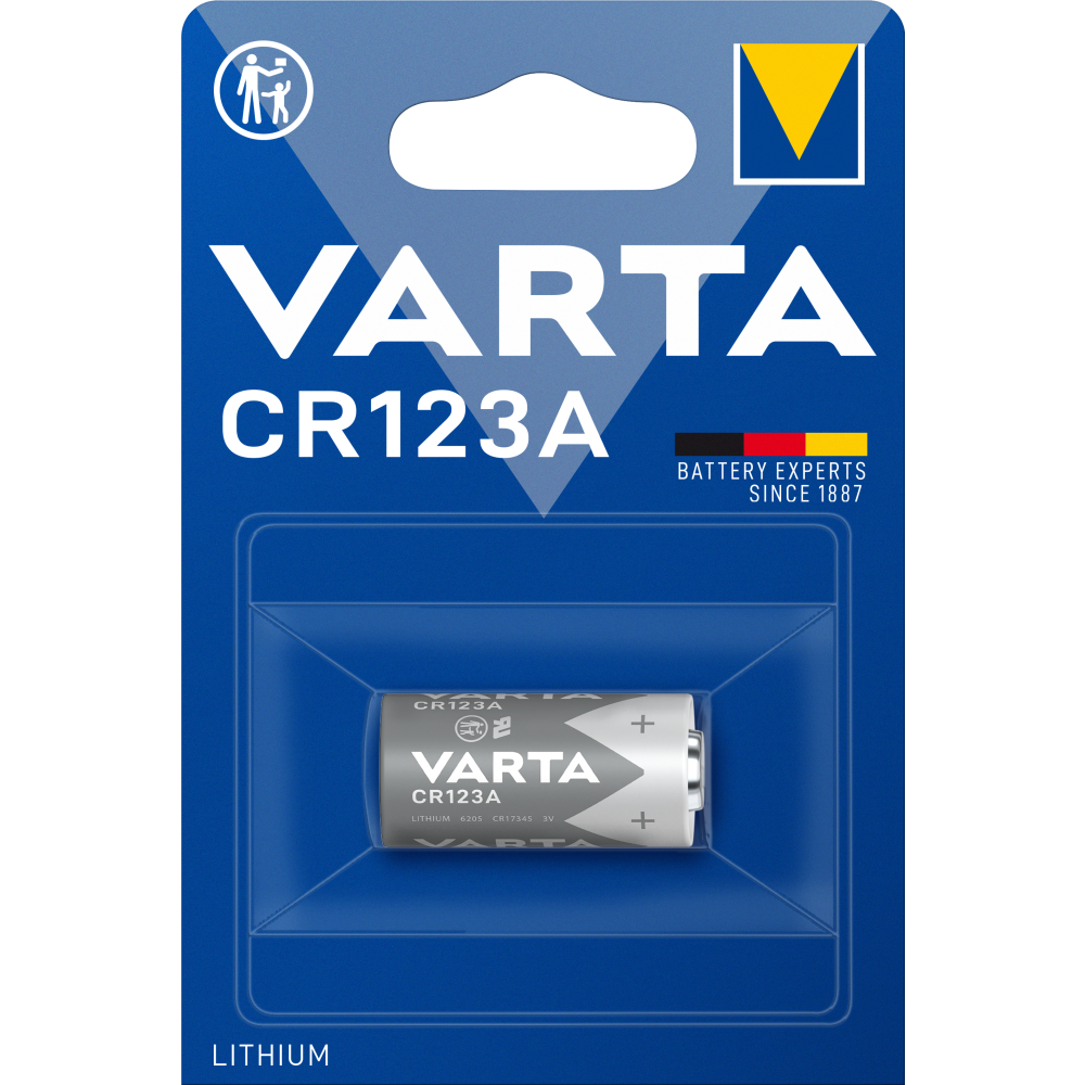 VARTA Lithium CR123A Batterie - 1er Blister, 3V, Knopfzelle, zuverlässige Leistung