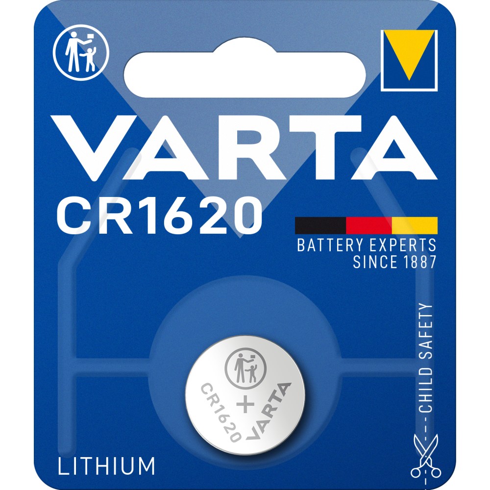 VARTA Knopfzelle Batterie CR1620 | Lithium Coin | 3V | 1 Stück | für elektronische Kleingeräte