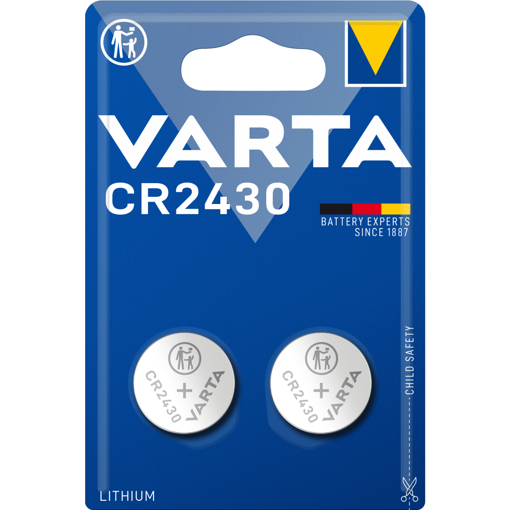 VARTA Knopfzelle CR2430 Lithium Coin Batterie 2 Stück 3V für elektronische Kleingeräte - Autoschlüssel Fernbedienungen Waagen