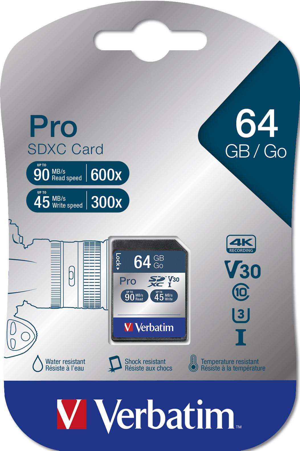 Verbatim Pro 64GB SDXC Class 10 Flash Memory-Karte