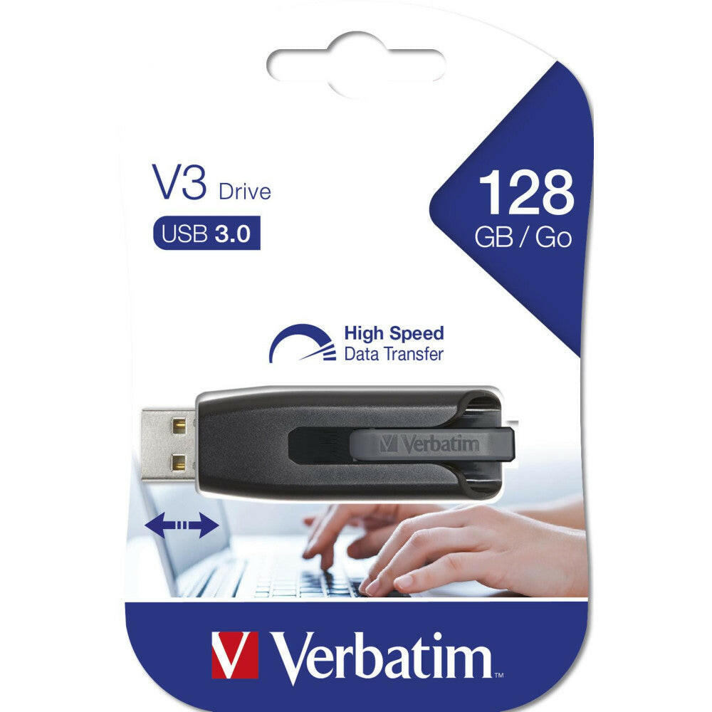 Verbatim V3 128 GB USB 3.0 Stick - Schwarz, 80 MB/s.