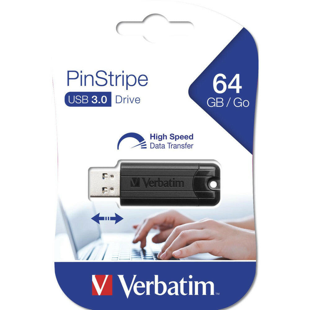 Verbatim PinStripe 3.0 USB 3.0-Stick 64GB schwarz, schnell.